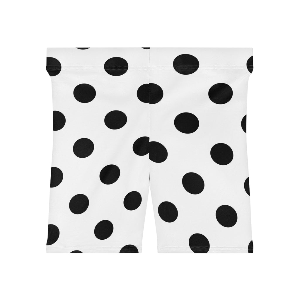 Polka Dot Biker Shorts — Black & White Retro Workout Shorts