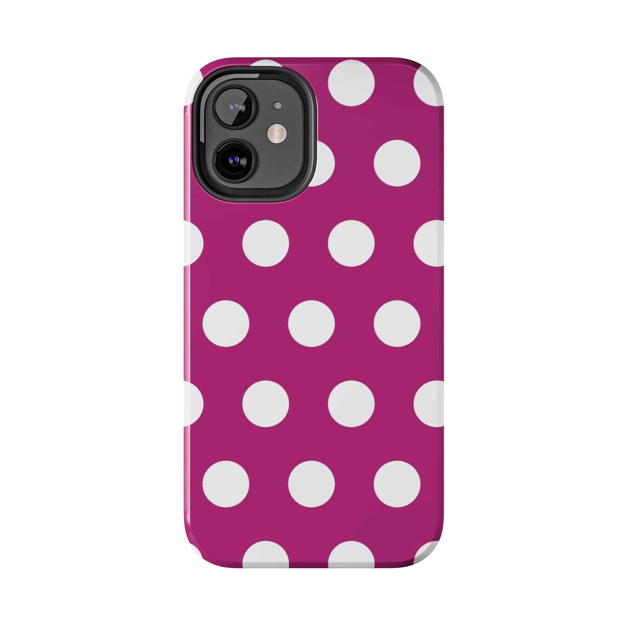 Magenta Polka Dot Tough Phone Case — Durable Protective Cover with White Dots