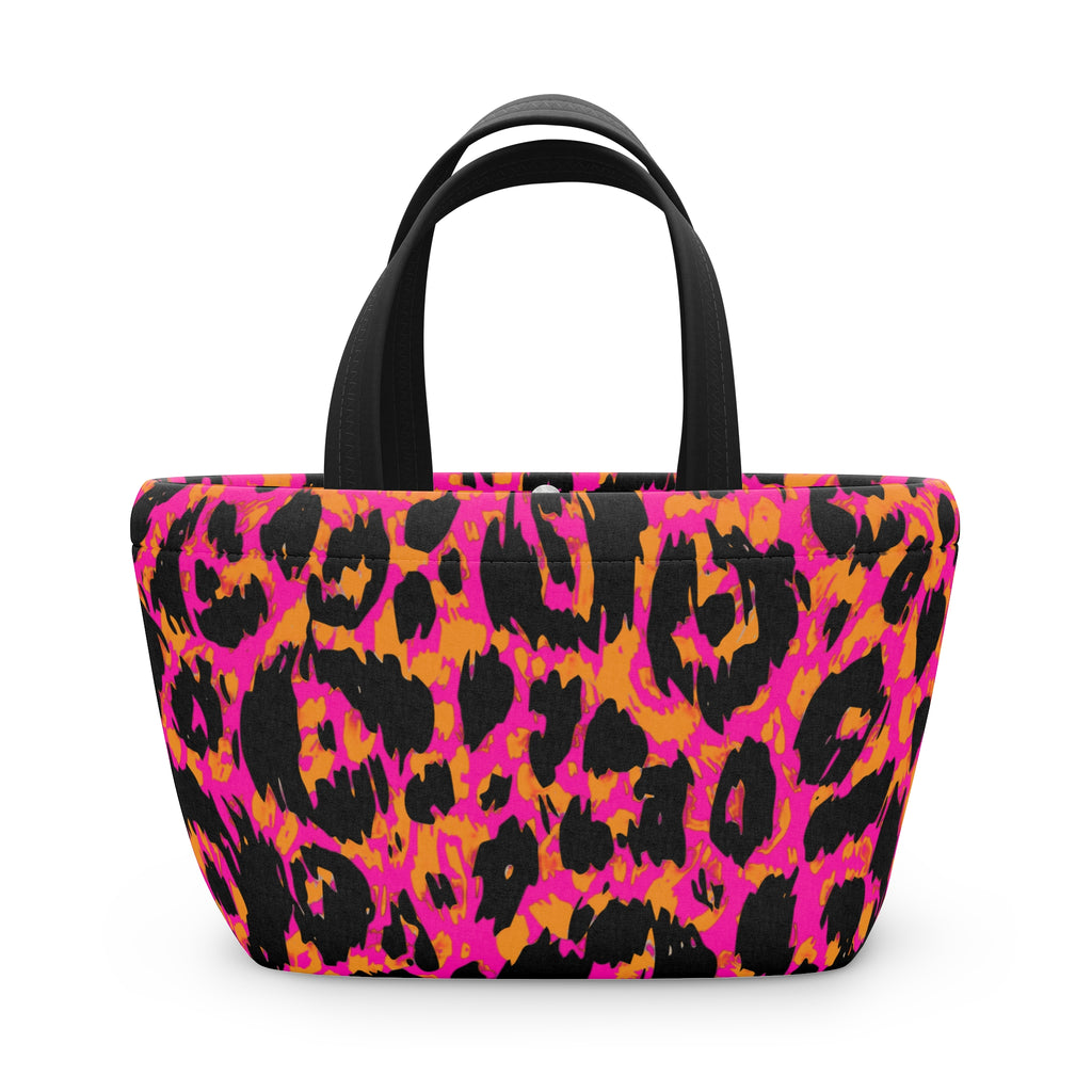 A Hot Pink & Orange Animal Print Insulated Tote/lunch bag