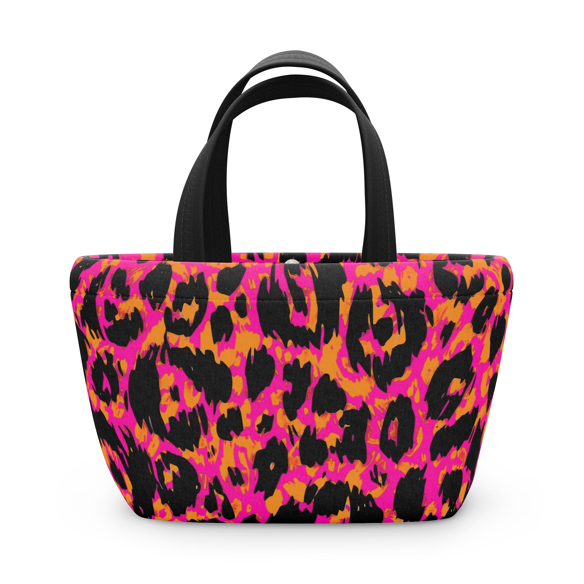 A Hot Pink & Orange Animal Print Insulated Tote/lunch bag