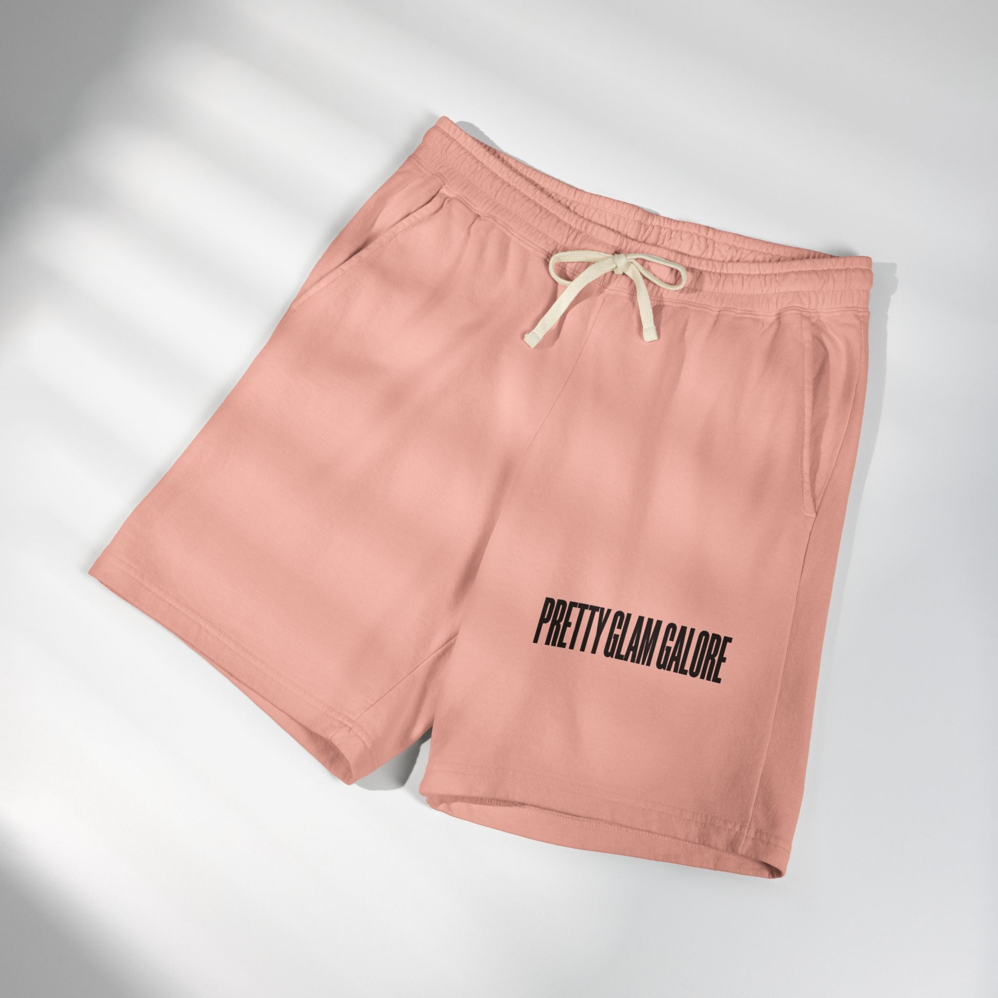 Pretty Glam Galore Fleece Sweat Shorts — Lightweight Garment-Dyed Lounge Shorts