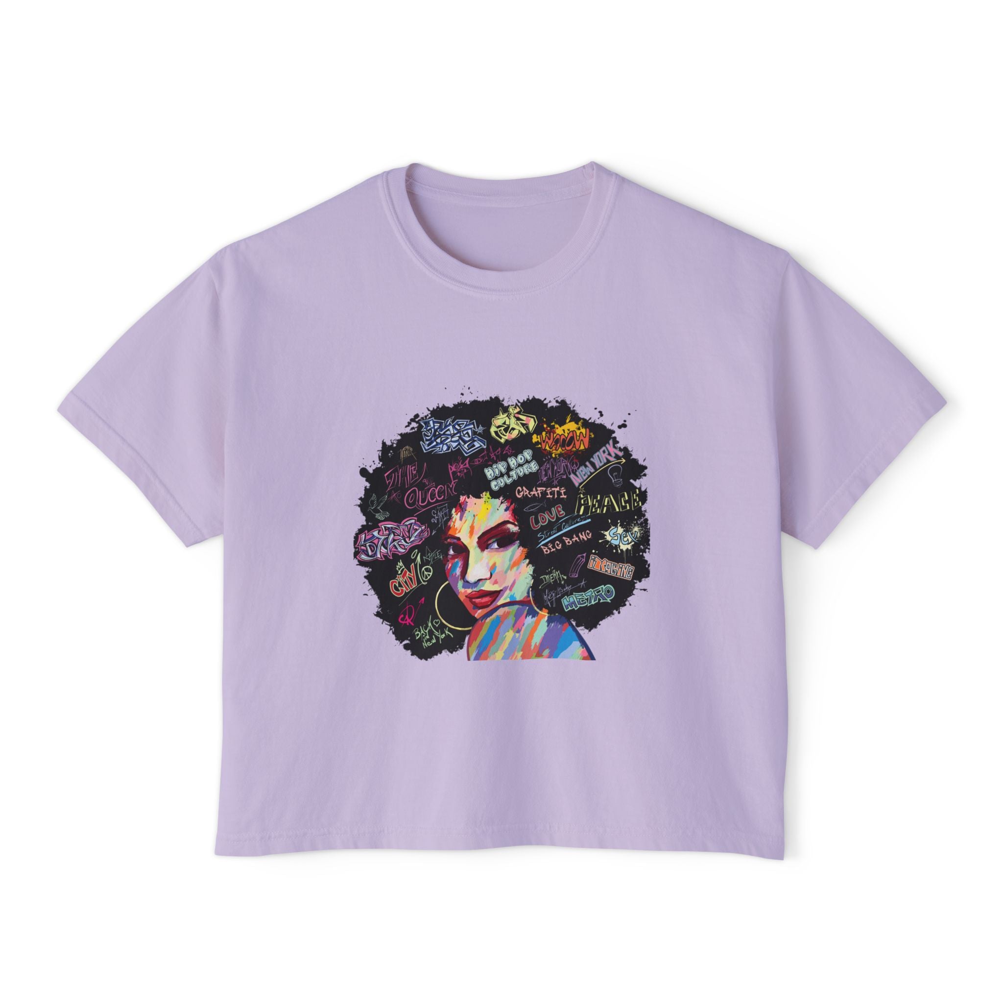 Afro Art Pop Women's Boxy Tee — Empowerment Graphic Tee