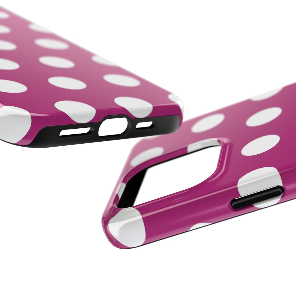 Magenta Polka Dot Tough Phone Case — Durable Protective Cover with White Dots