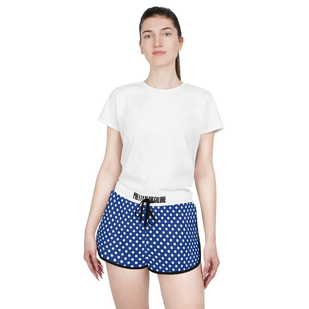 Blue Polka Dot Women's Relaxed Shorts — Casual Lounge & Summer Beachwear
