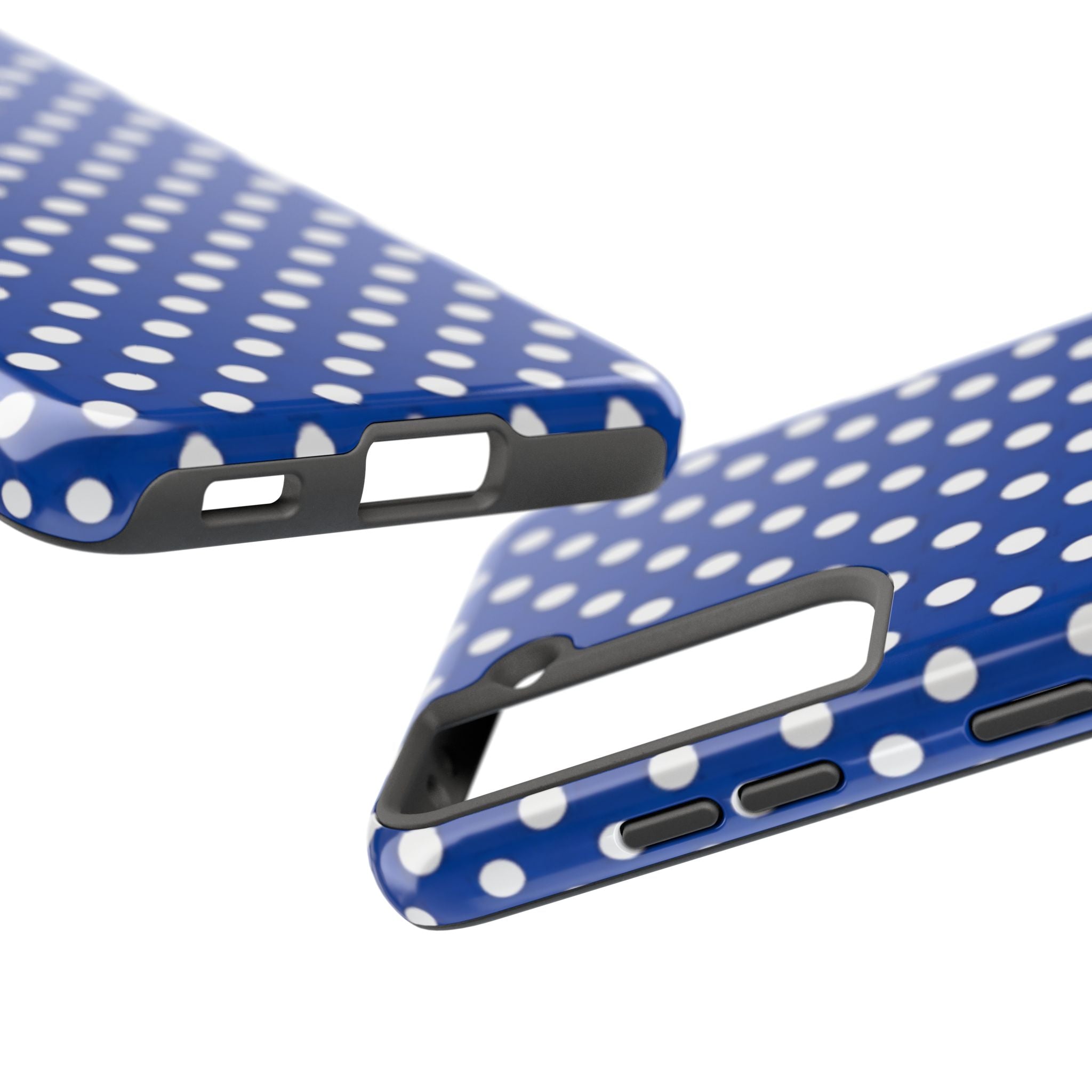 Polka Dot Tough Phone Case — Navy Blue White Dot Protective Phone Cover