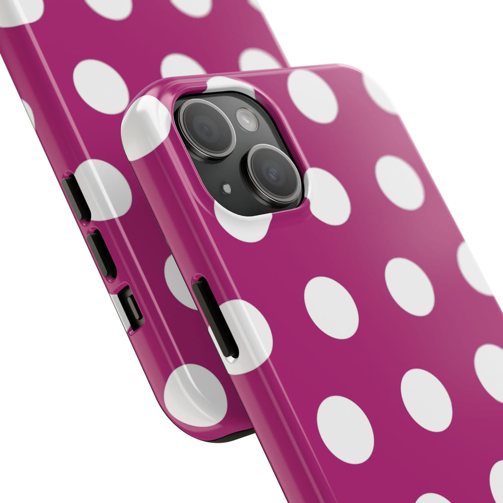 Magenta Polka Dot Tough Phone Case — Durable Protective Cover with White Dots