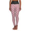 Pink Polka Dot High-Waist Yoga Leggings – Stretchy Workout & Athleisure Tights
