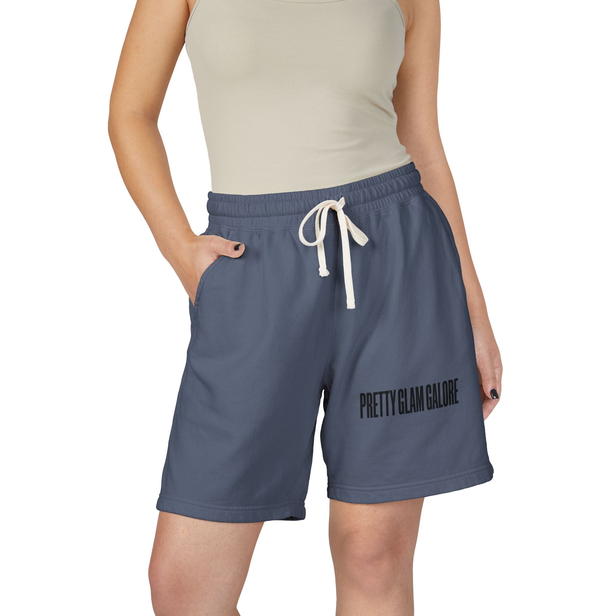 Pretty Glam Galore Fleece Sweat Shorts — Lightweight Garment-Dyed Lounge Shorts