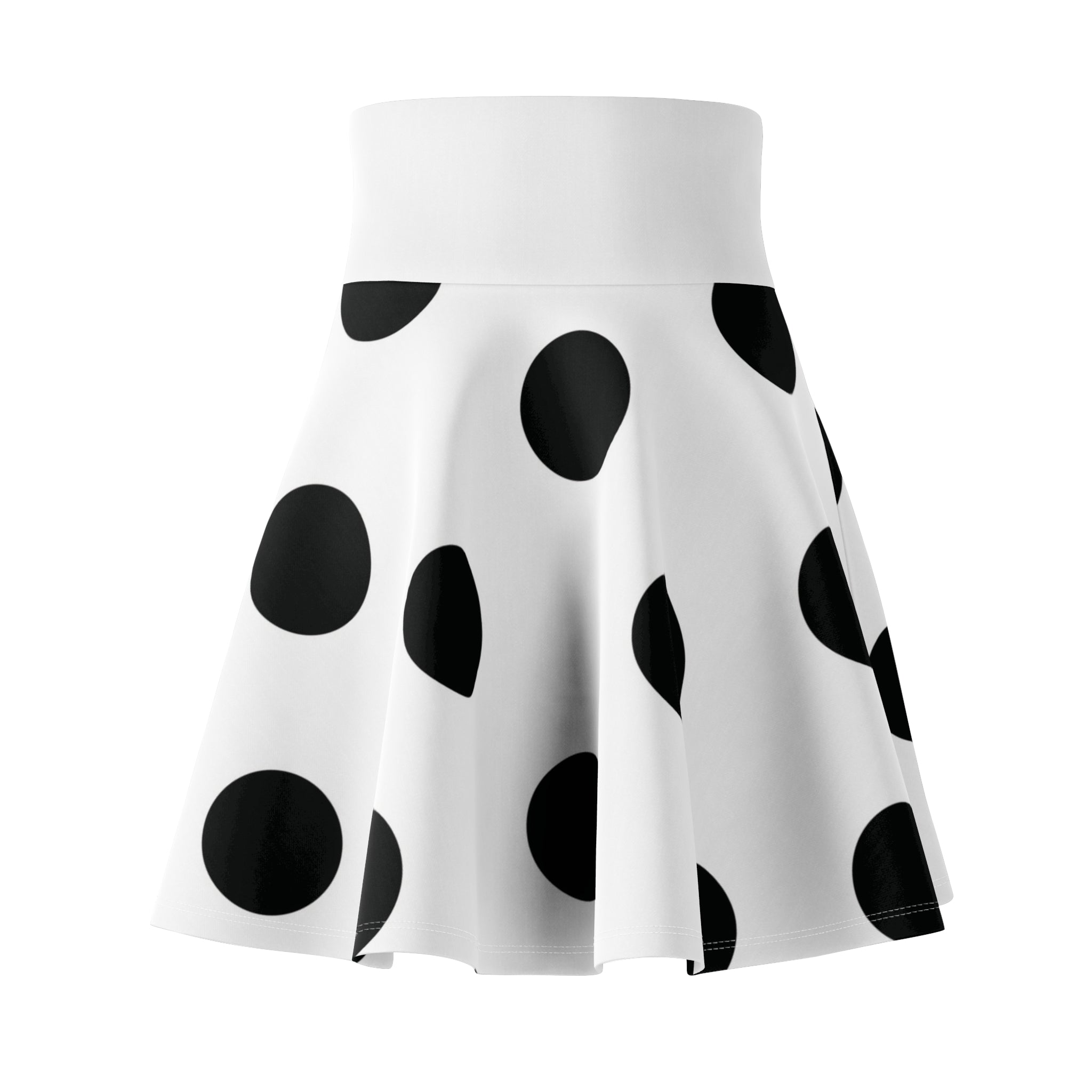 Polka Dot Skater Skirt — Black & White Retro Circle Print