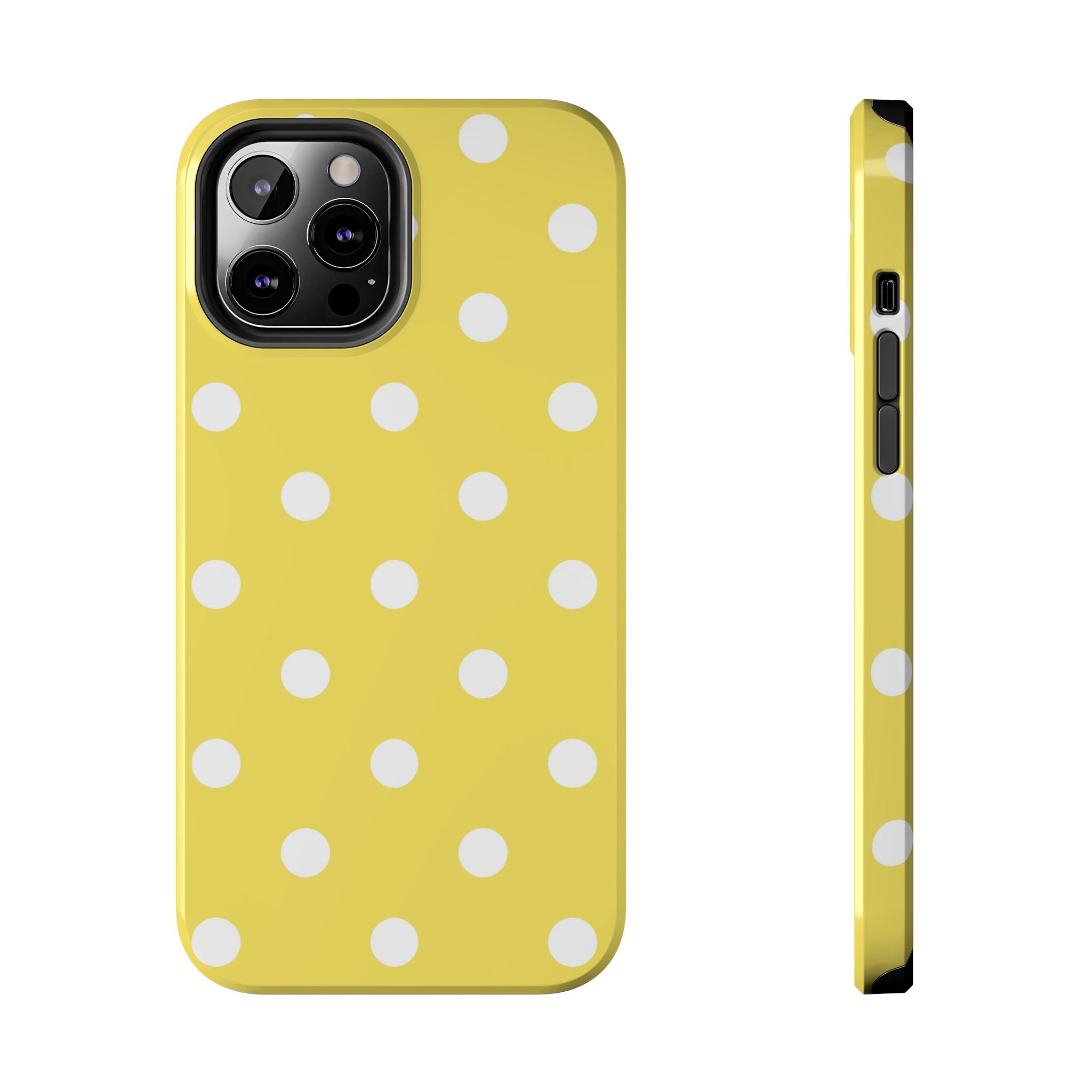 Yellow Polka Dot Tough Phone Case — Cute Protective Phone Cover