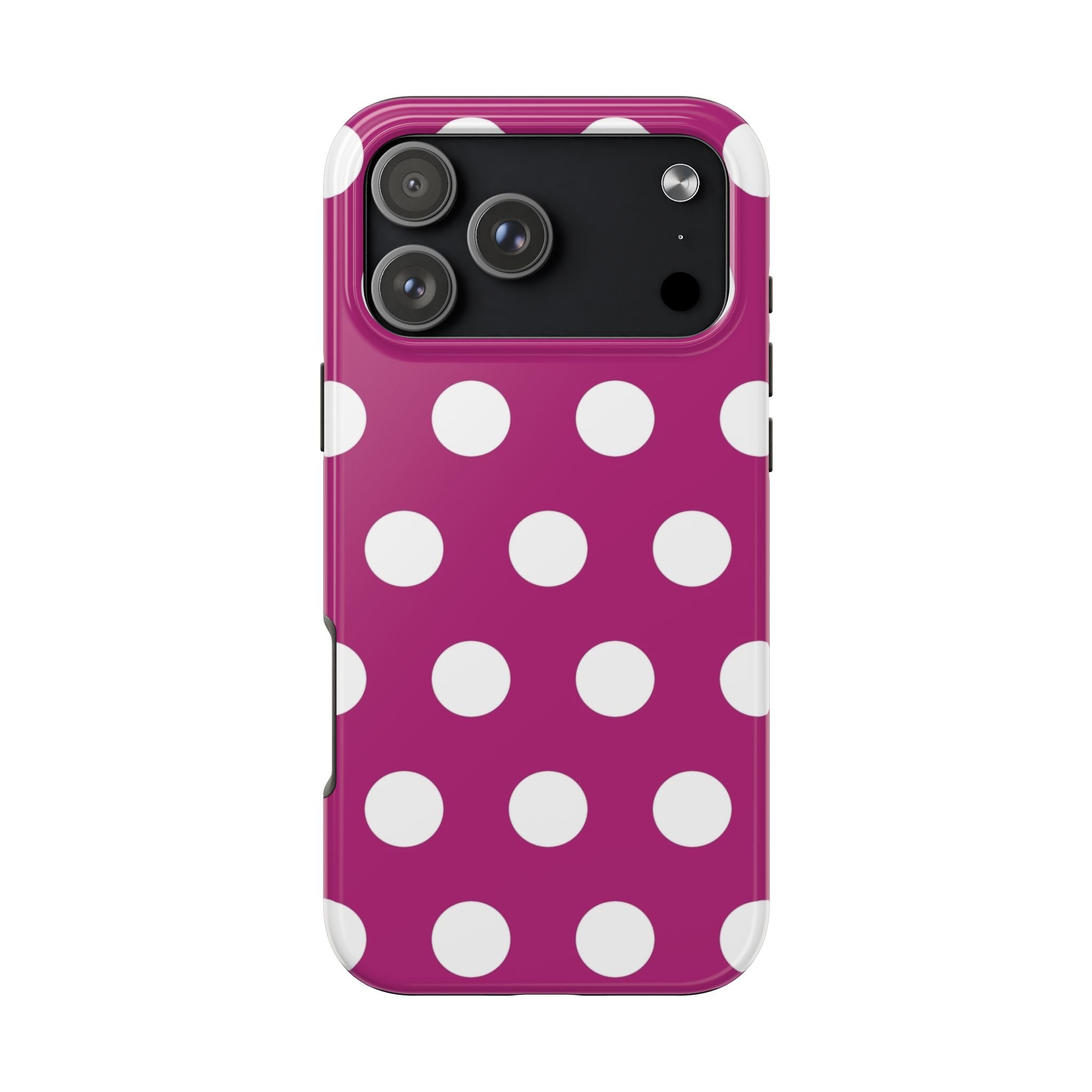Magenta Polka Dot Tough Phone Case — Durable Protective Cover with White Dots