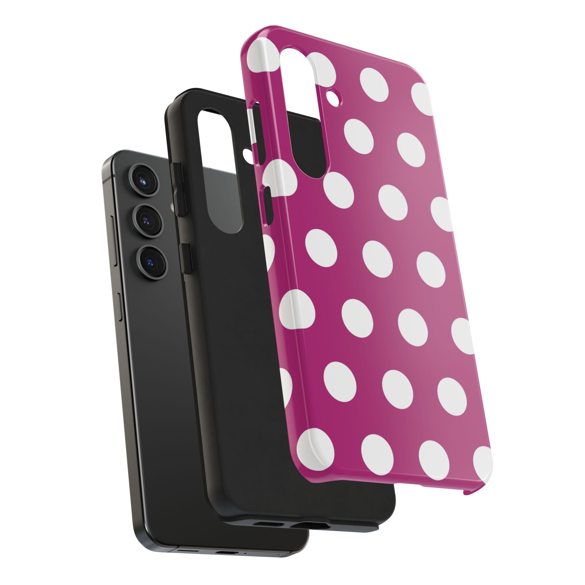 Magenta Polka Dot Tough Phone Case — Durable Protective Cover with White Dots