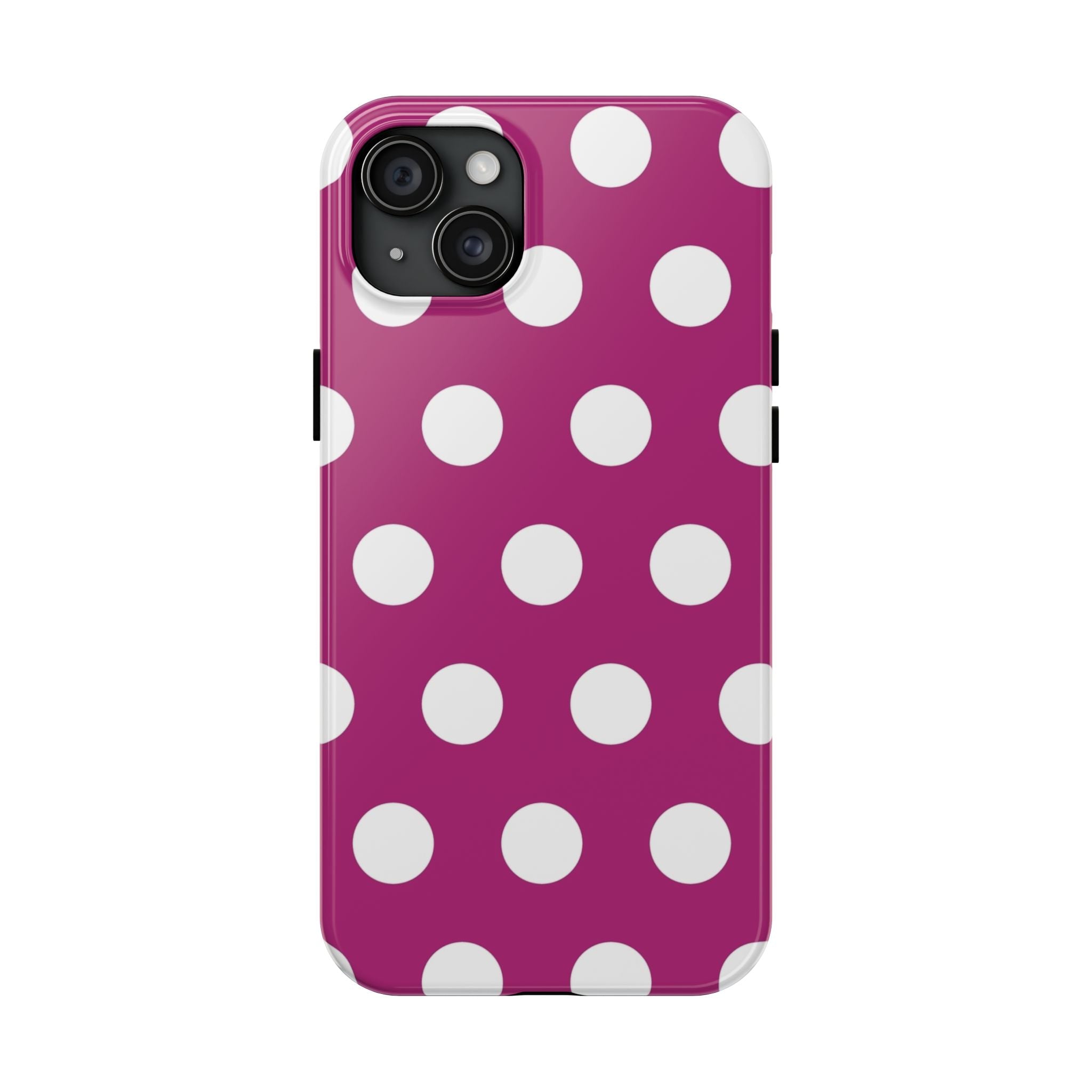 Magenta Polka Dot Tough Phone Case — Durable Protective Cover with White Dots