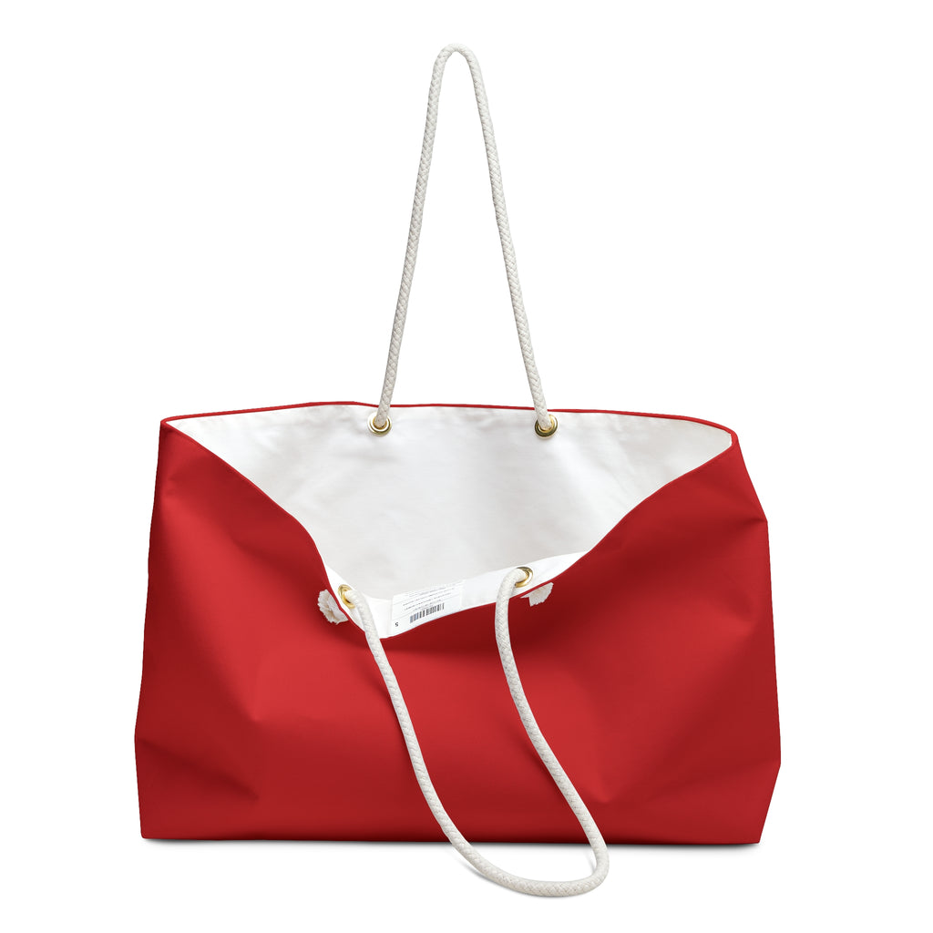 Red Heart Weekender Bag - Large Rope Handle Travel Tote