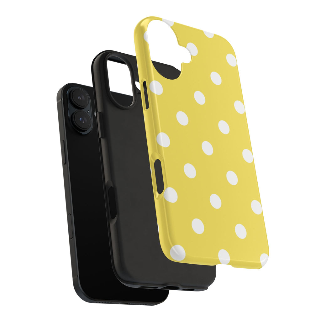Yellow Polka Dot Tough Phone Case — Cute Protective Phone Cover
