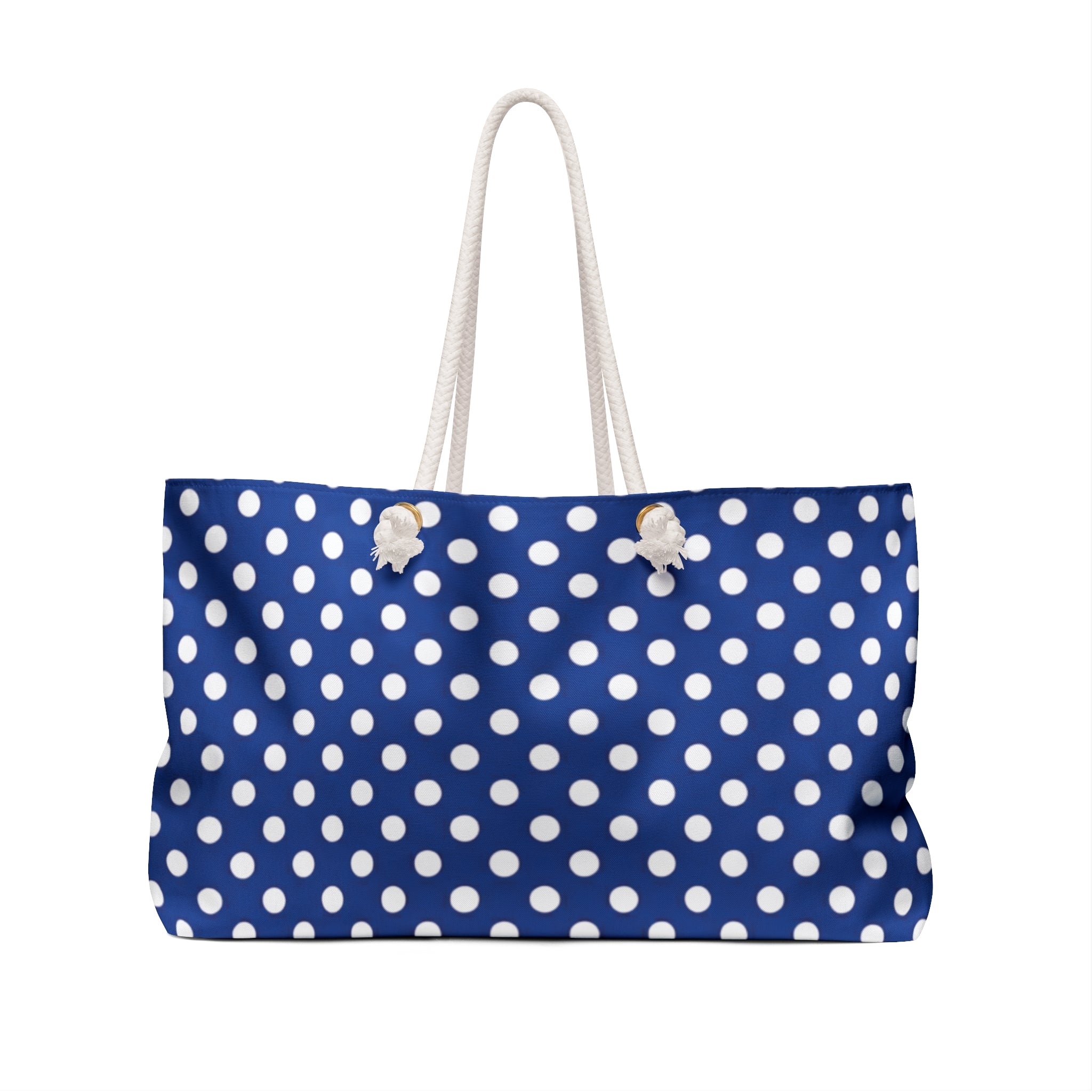 Navy Polka Dot Weekender Bag – Nautical Blue Travel Tote