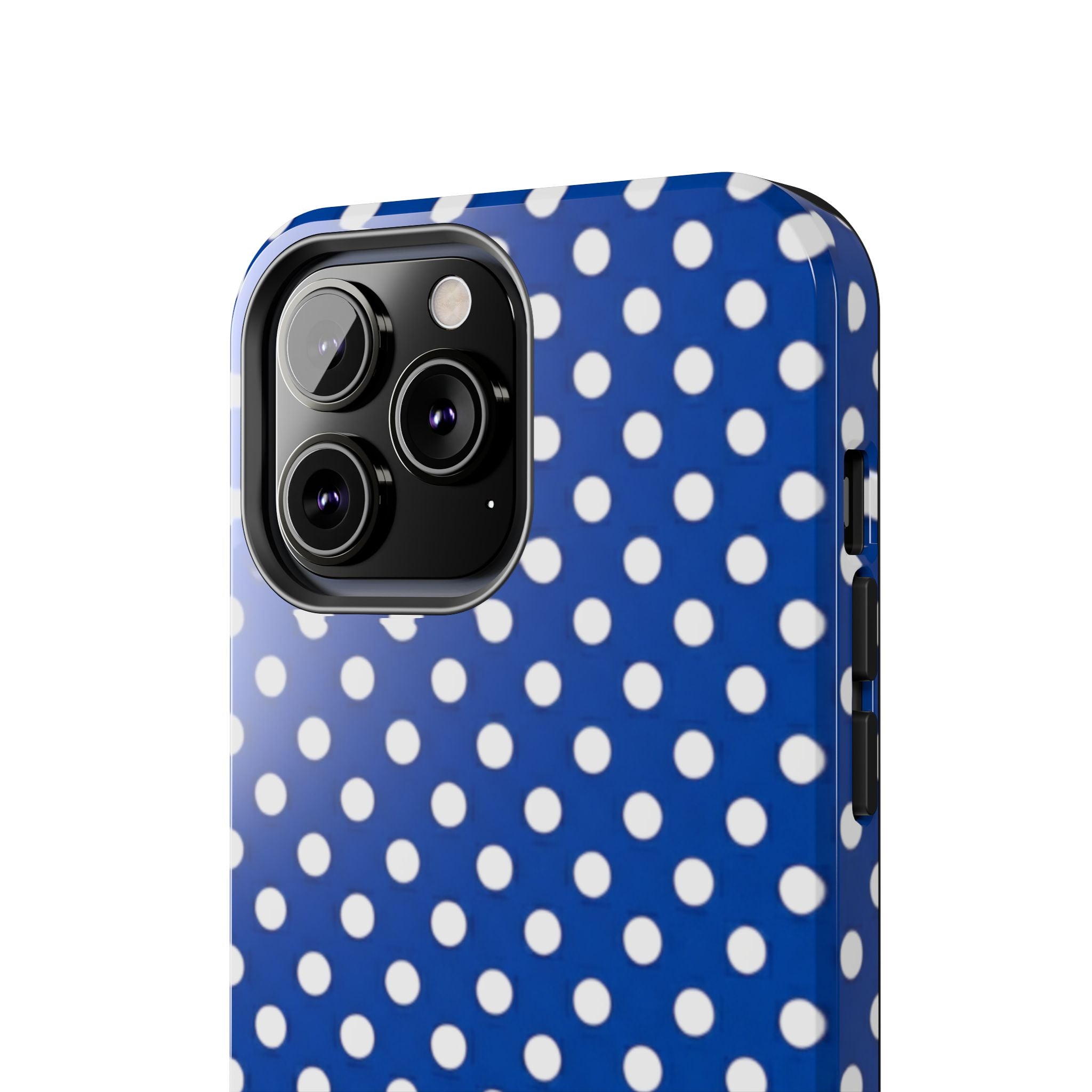 Polka Dot Tough Phone Case — Navy Blue White Dot Protective Phone Cover