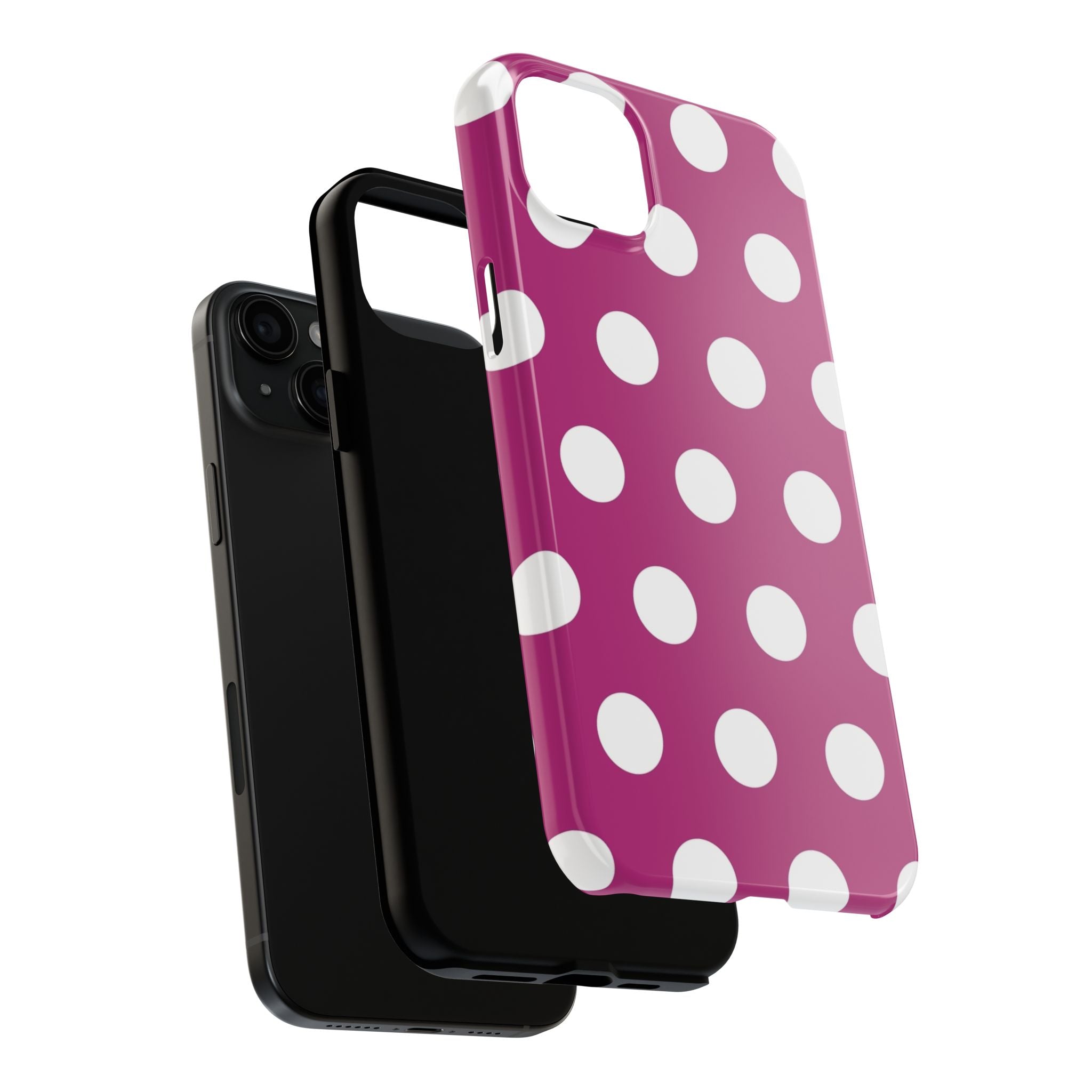Magenta Polka Dot Tough Phone Case — Durable Protective Cover with White Dots
