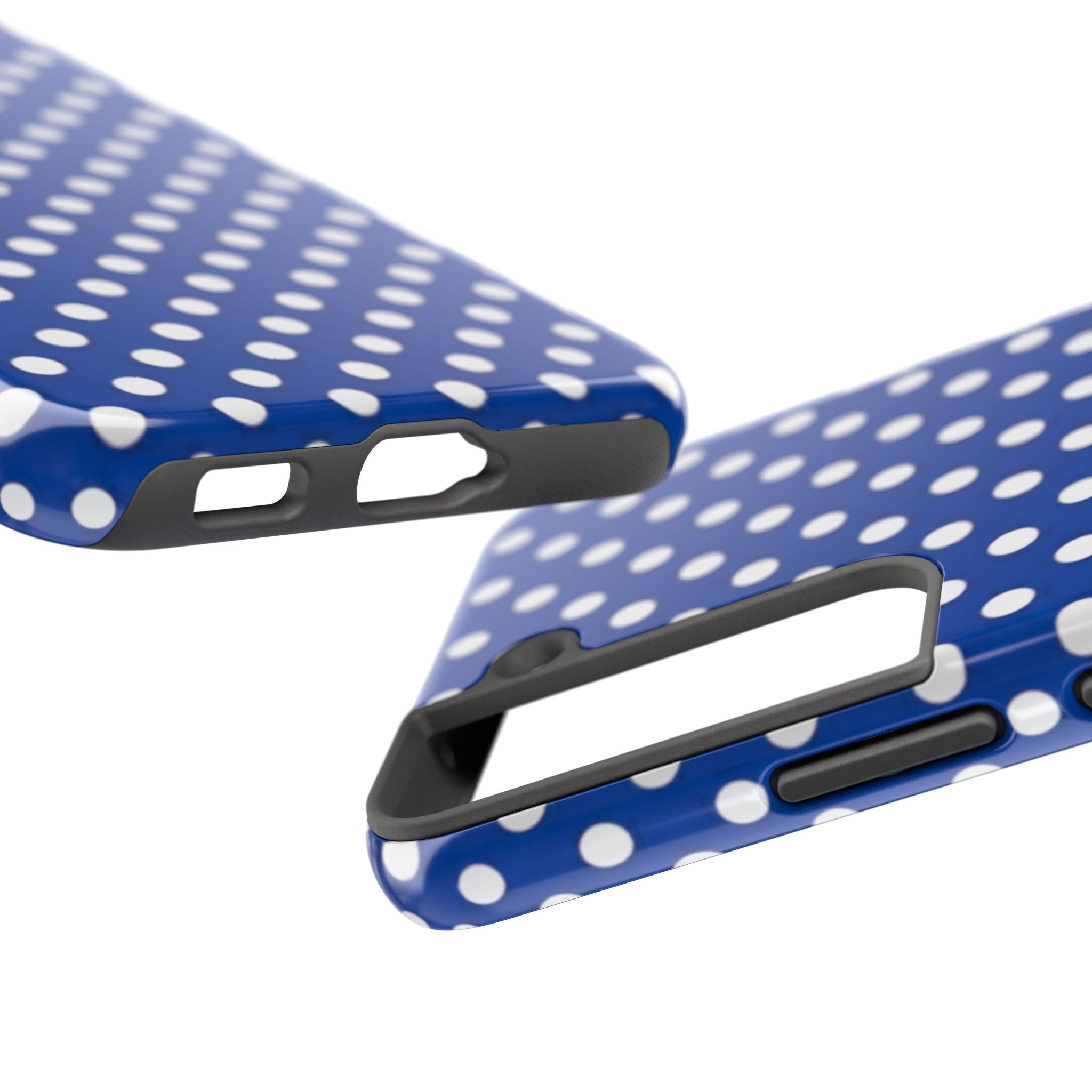 Polka Dot Tough Phone Case — Navy Blue White Dot Protective Phone Cover