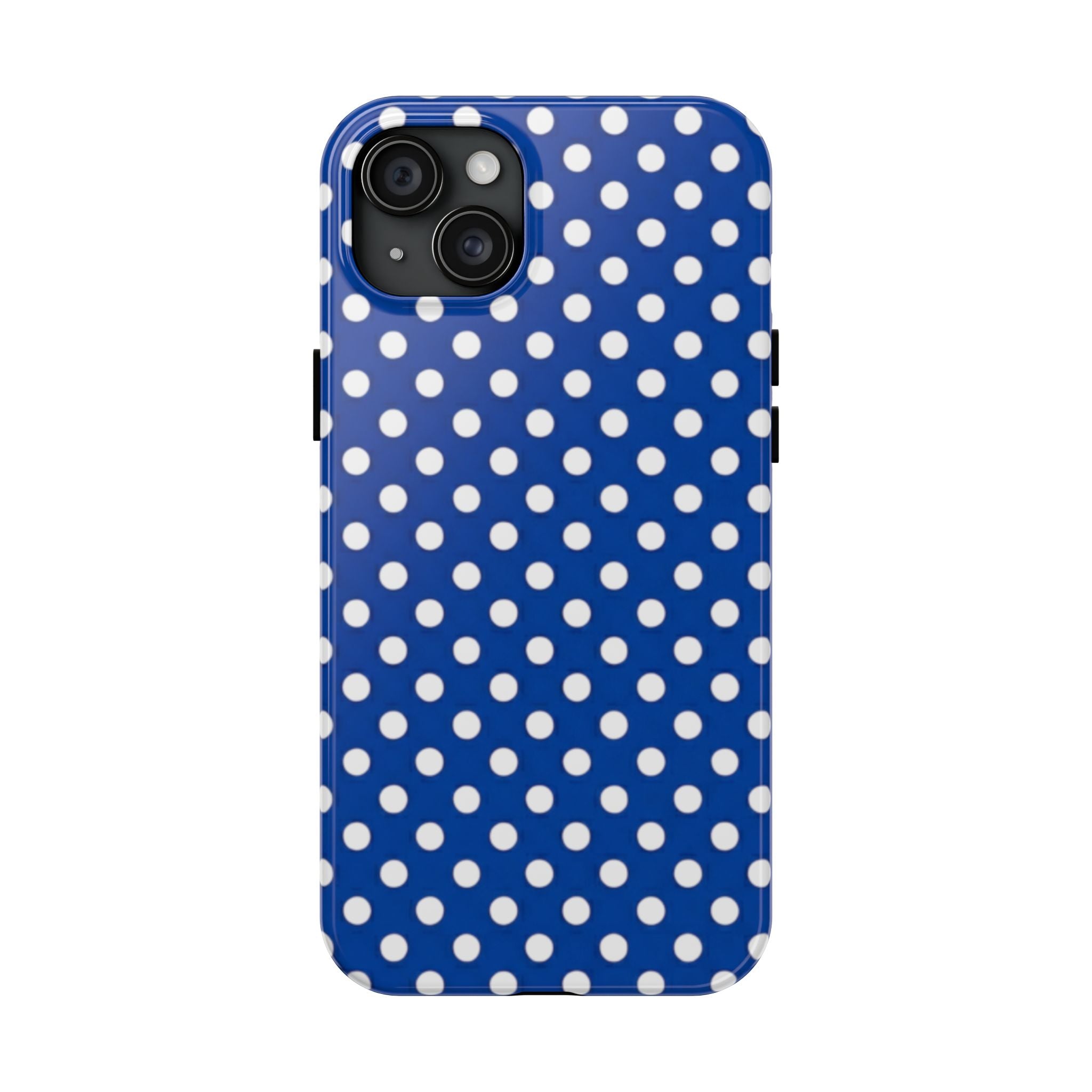 Polka Dot Tough Phone Case — Navy Blue White Dot Protective Phone Cover