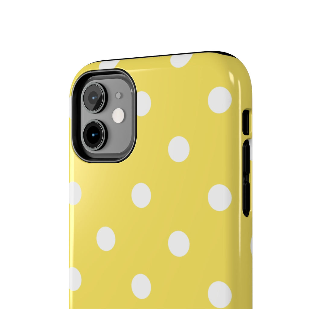 Yellow Polka Dot Tough Phone Case — Cute Protective Phone Cover