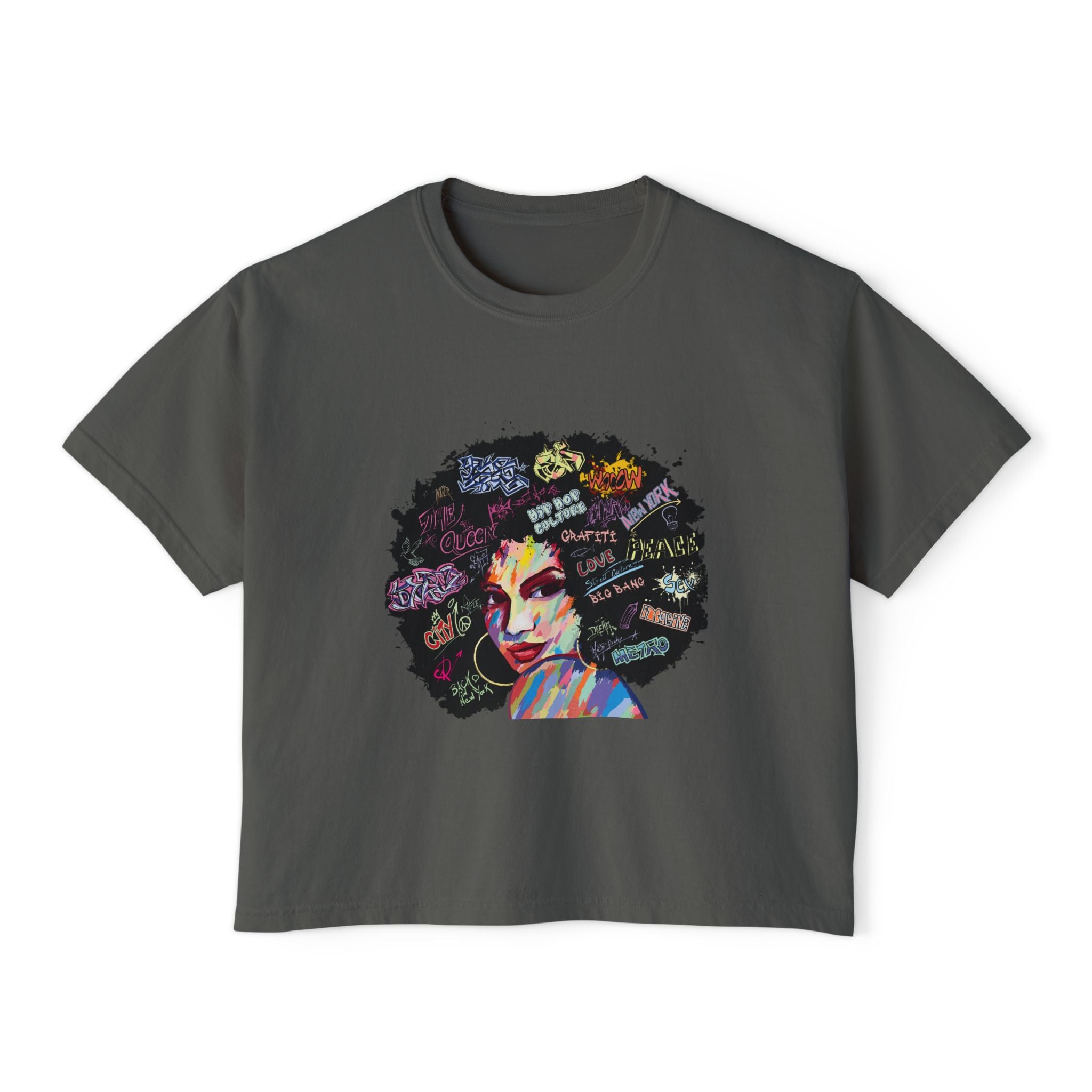 Afro Art Pop Women's Boxy Tee — Empowerment Graphic Tee