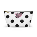 Polka Dot Accessory Pouch — Black & White Cosmetic Bag with T-Bottom
