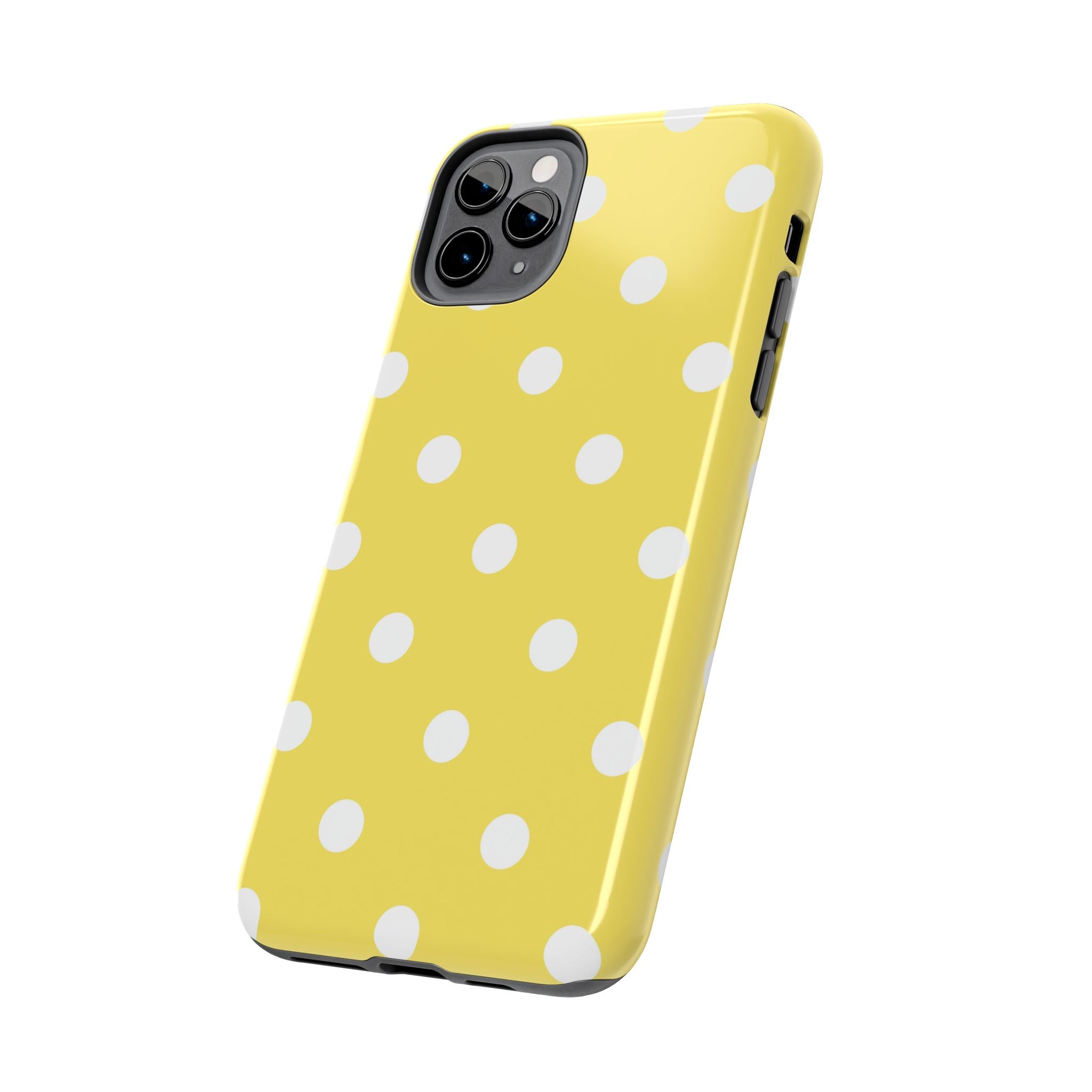 Yellow Polka Dot Tough Phone Case — Cute Protective Phone Cover