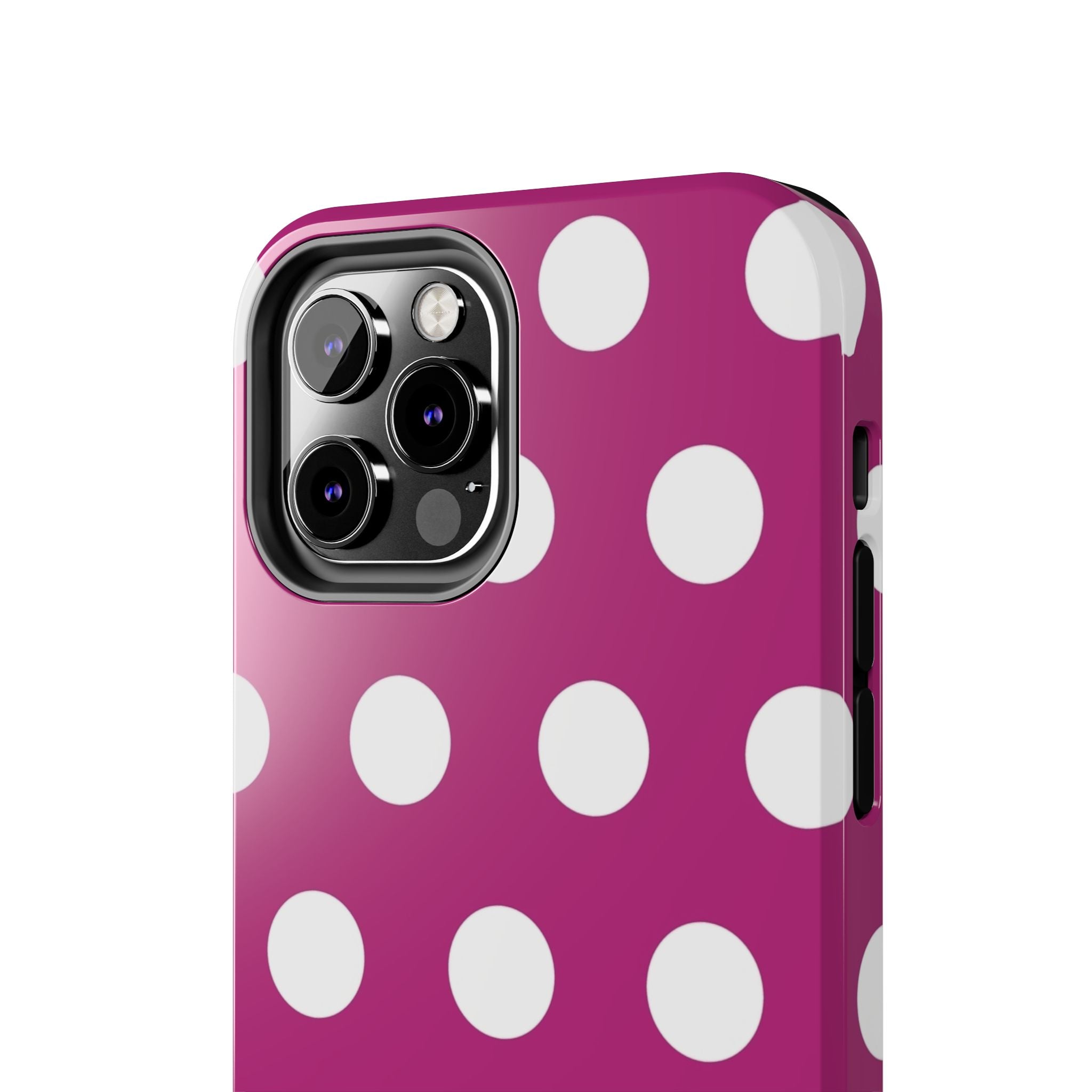 Magenta Polka Dot Tough Phone Case — Durable Protective Cover with White Dots