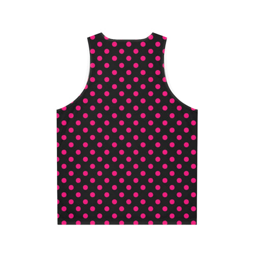 Black & Pink Polka Dot Tank Top — Retro Chic All-Over Print