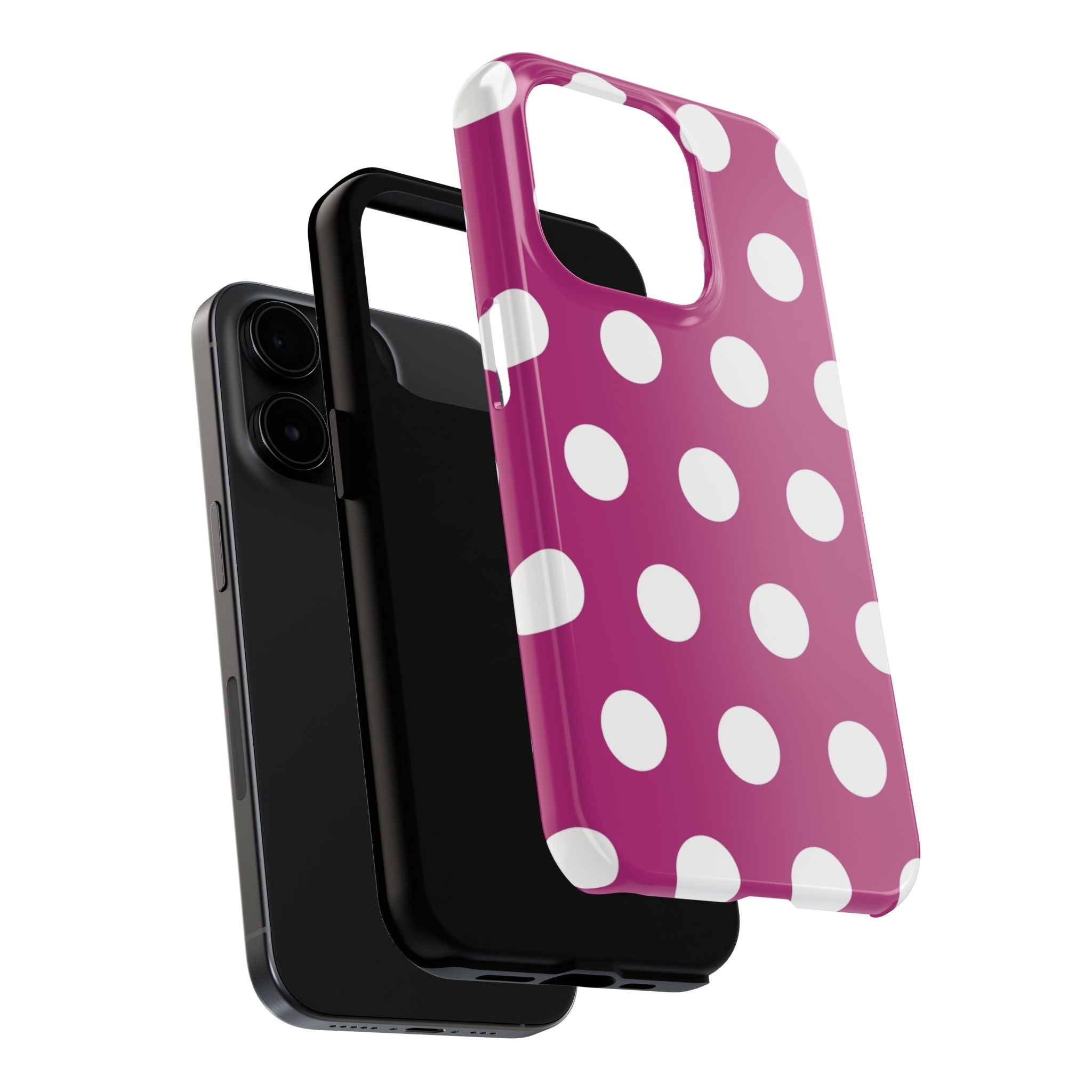 Magenta Polka Dot Tough Phone Case — Durable Protective Cover with White Dots