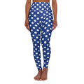 Blue Polka Dot High-Waist Yoga Leggings — Stretchy AOP Fitness & Everyday Wear
