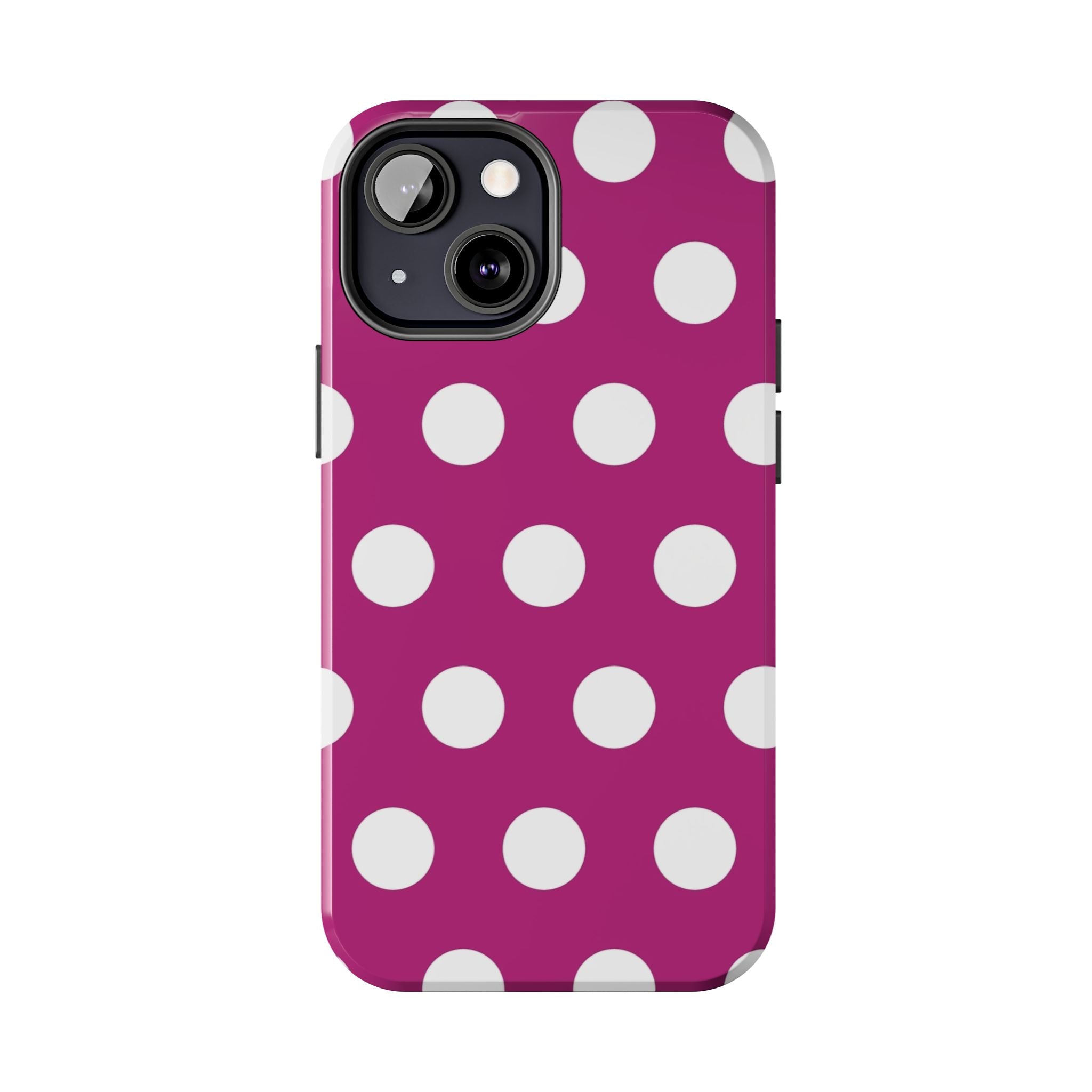 Magenta Polka Dot Tough Phone Case — Durable Protective Cover with White Dots