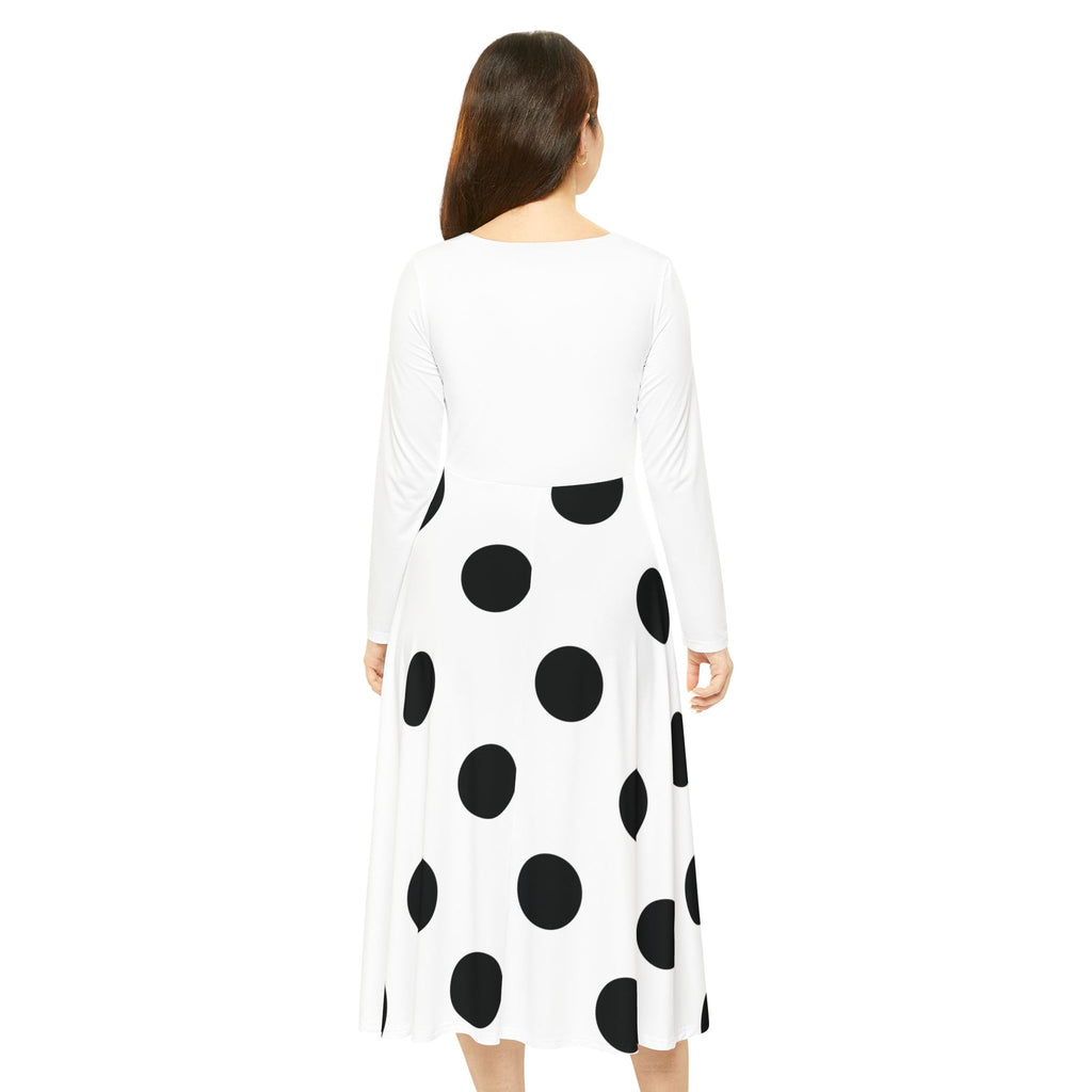 Polka Dot Swing Dress — Long Sleeve Dance Skater Dress
