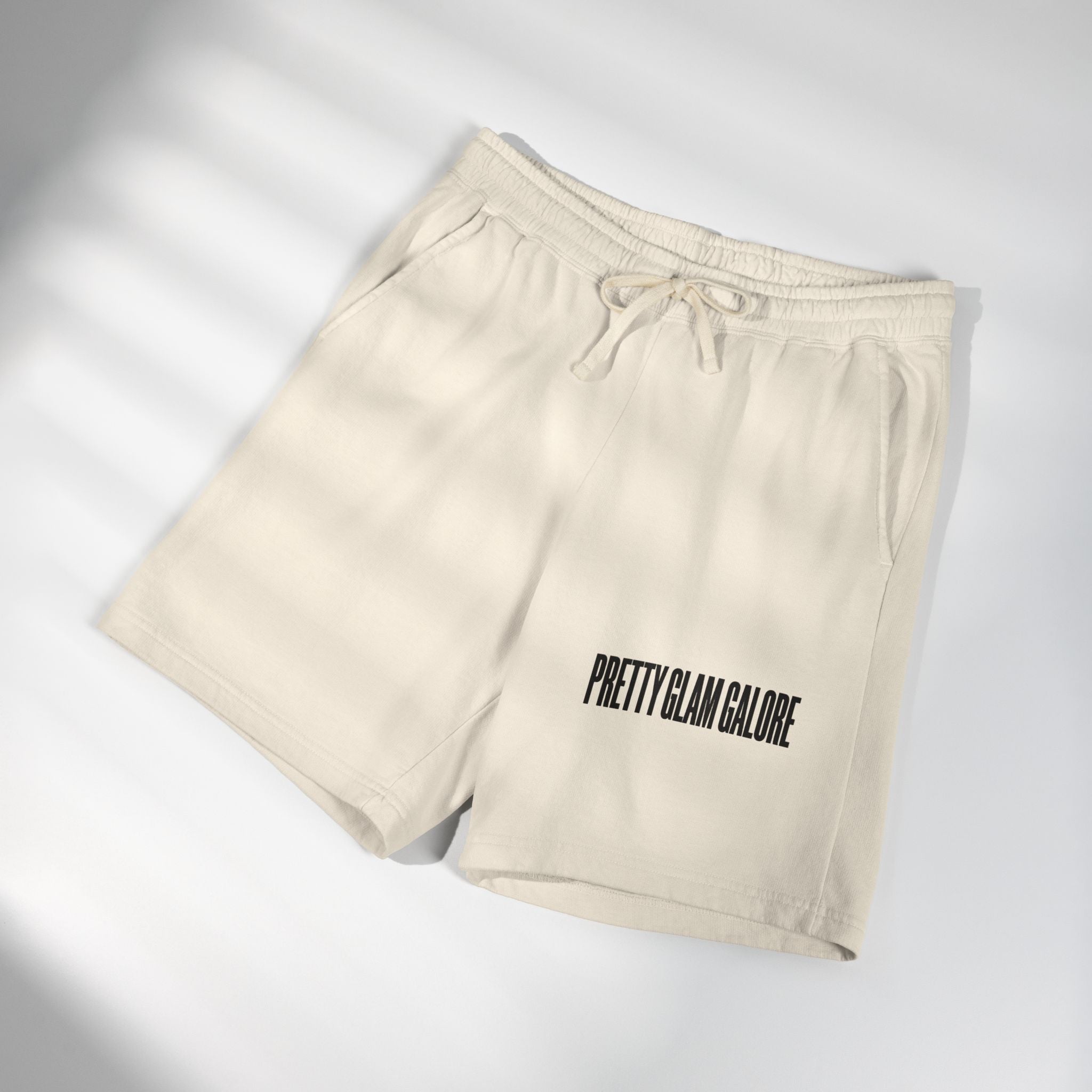 Pretty Glam Galore Fleece Sweat Shorts — Lightweight Garment-Dyed Lounge Shorts