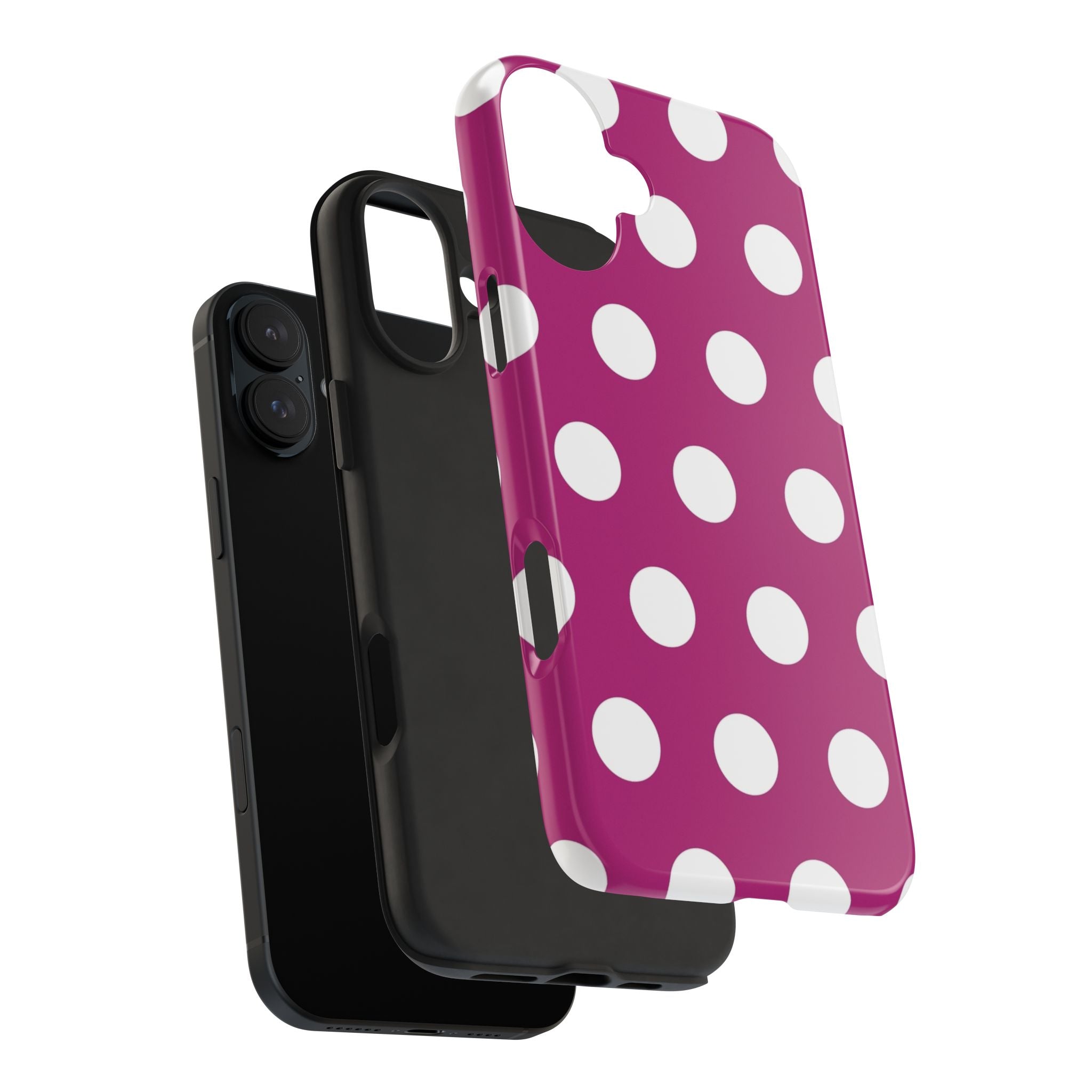 Magenta Polka Dot Tough Phone Case — Durable Protective Cover with White Dots