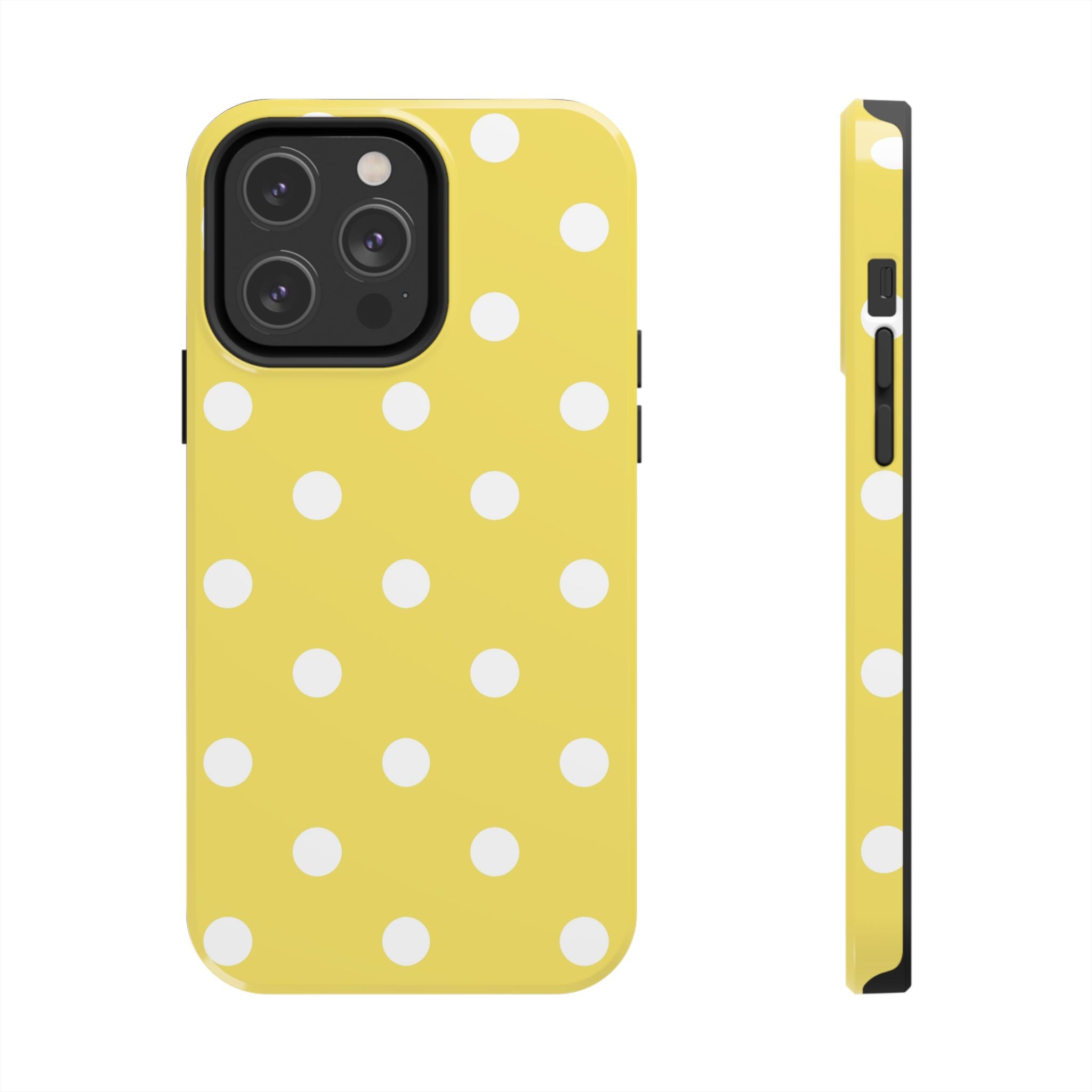 Yellow Polka Dot Tough Phone Case — Cute Protective Phone Cover