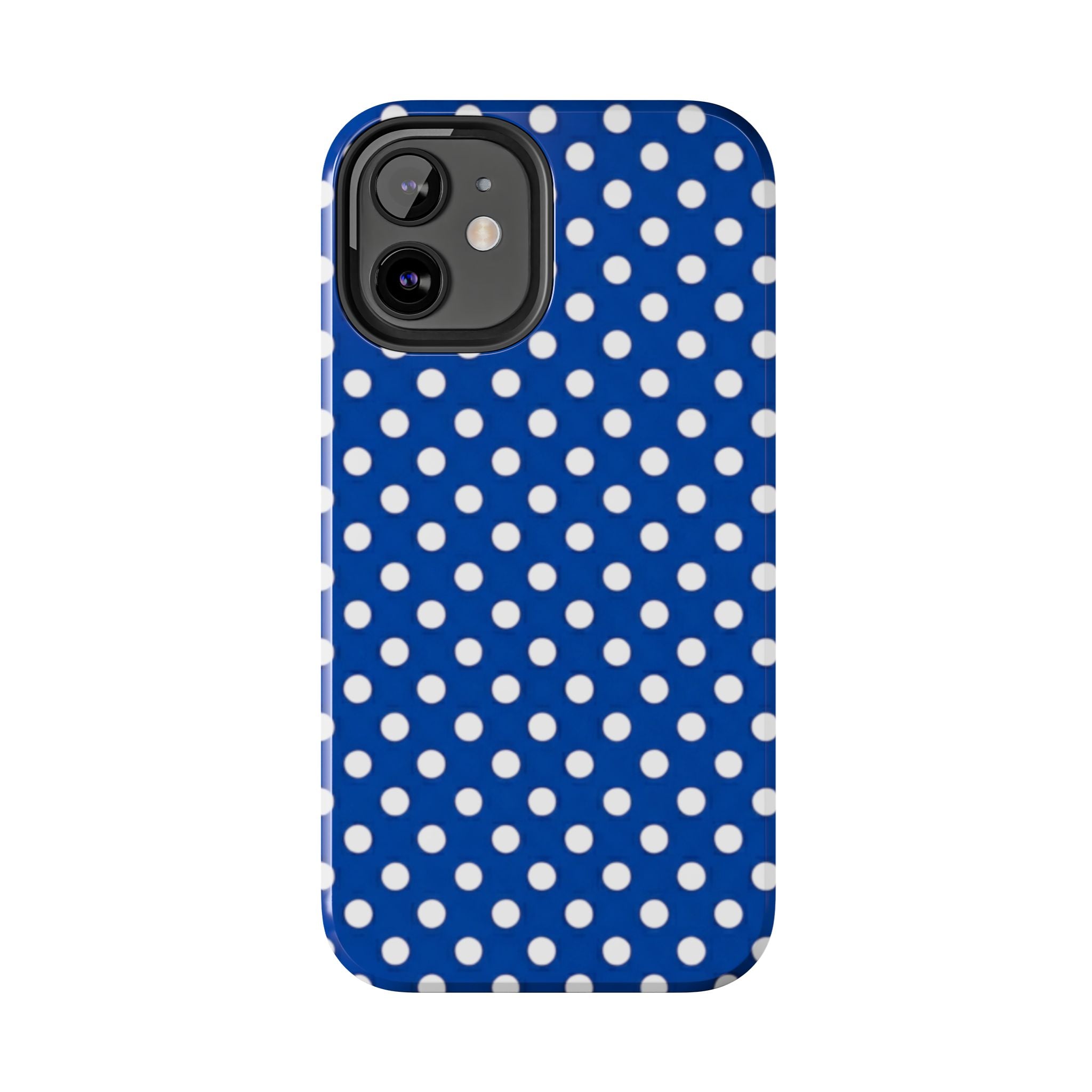 Polka Dot Tough Phone Case — Navy Blue White Dot Protective Phone Cover