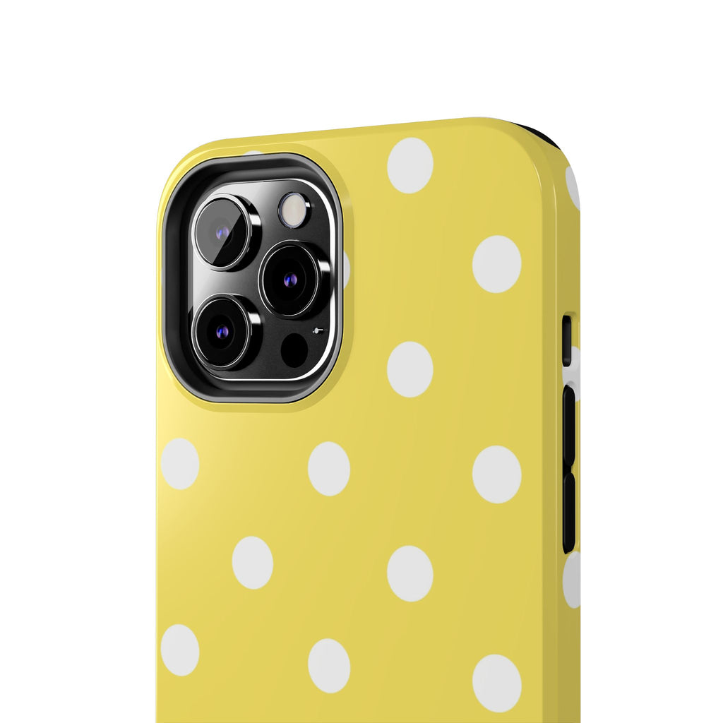 Yellow Polka Dot Tough Phone Case — Cute Protective Phone Cover