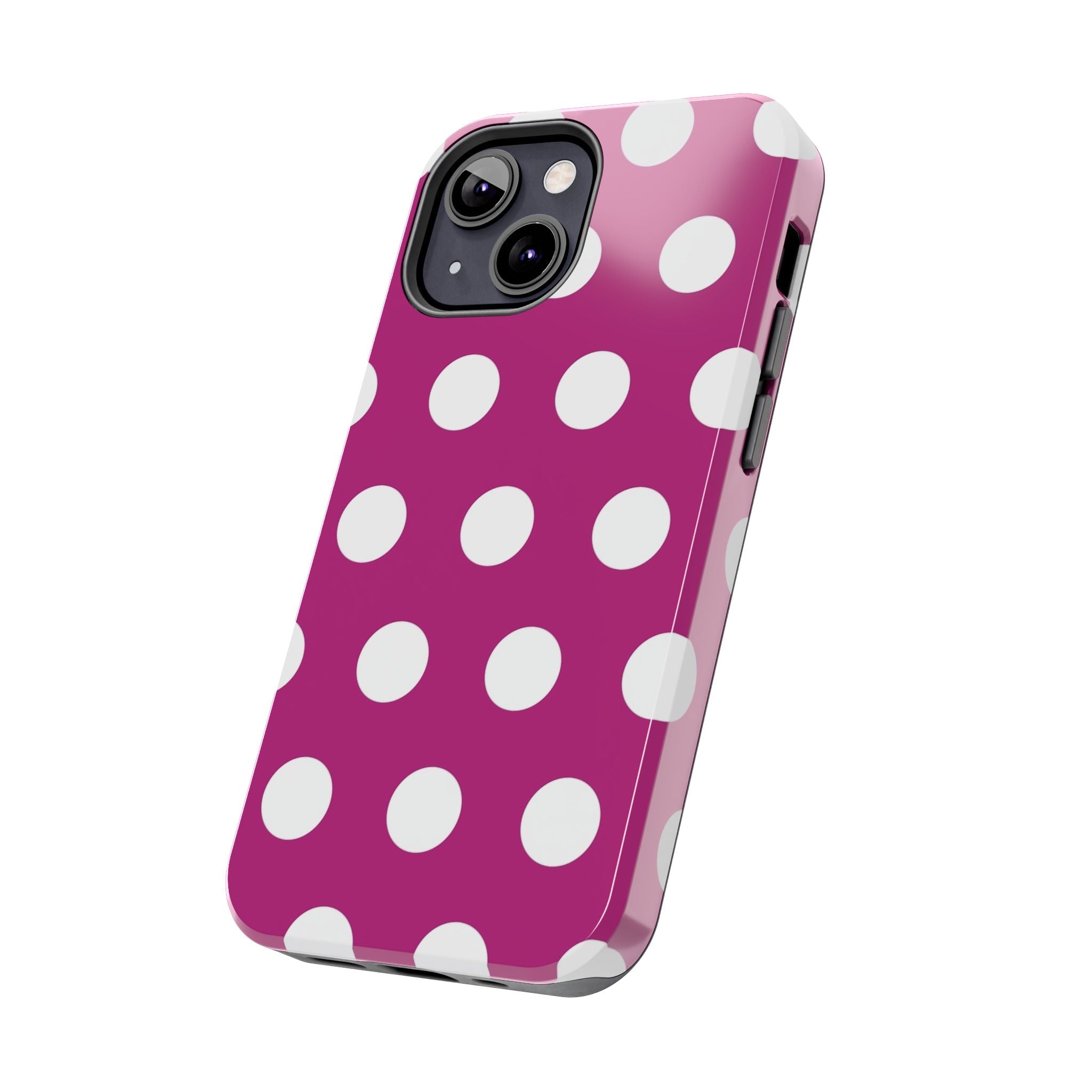 Magenta Polka Dot Tough Phone Case — Durable Protective Cover with White Dots