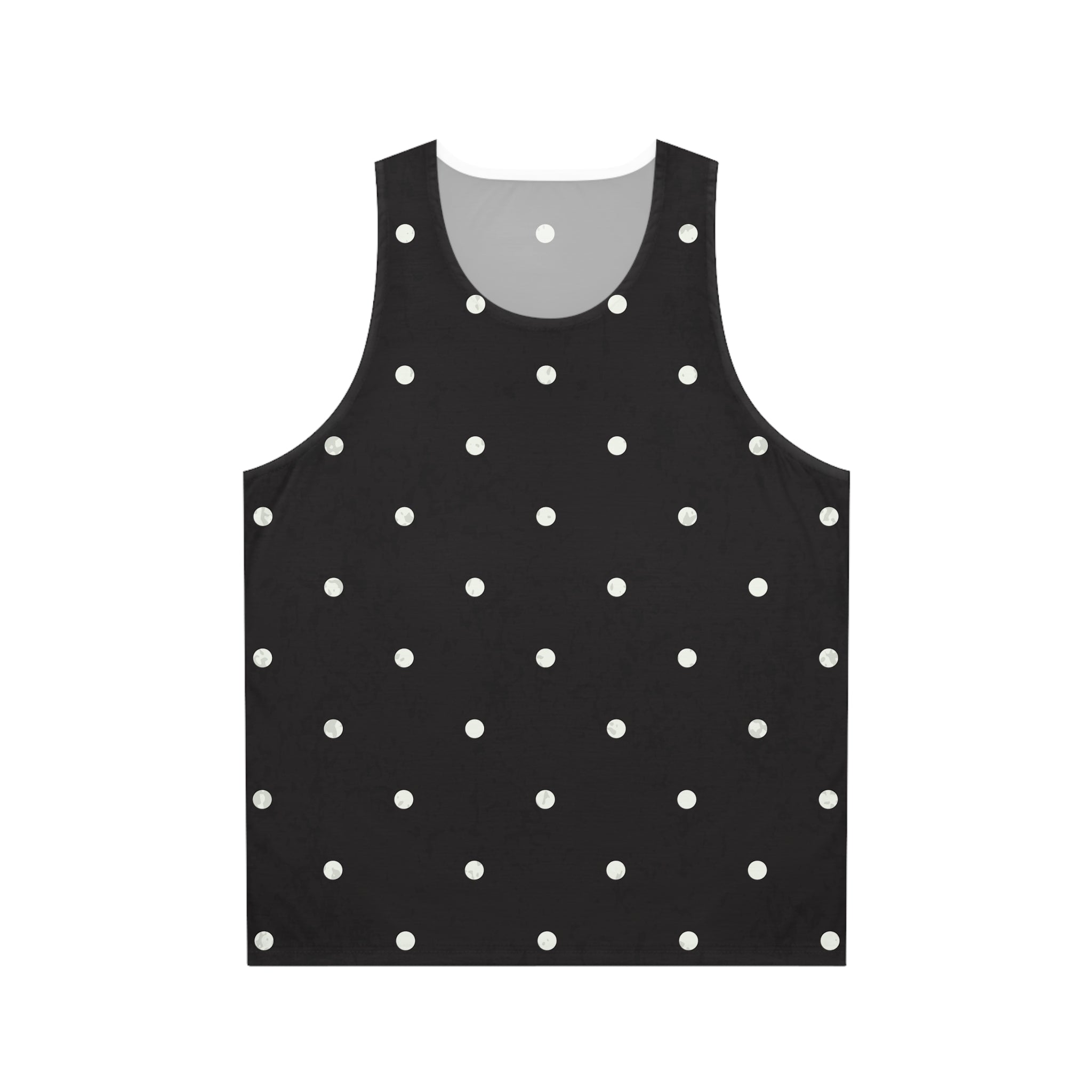 Polka Dot Black Tank Top — Classic White Spot All-Over Print
