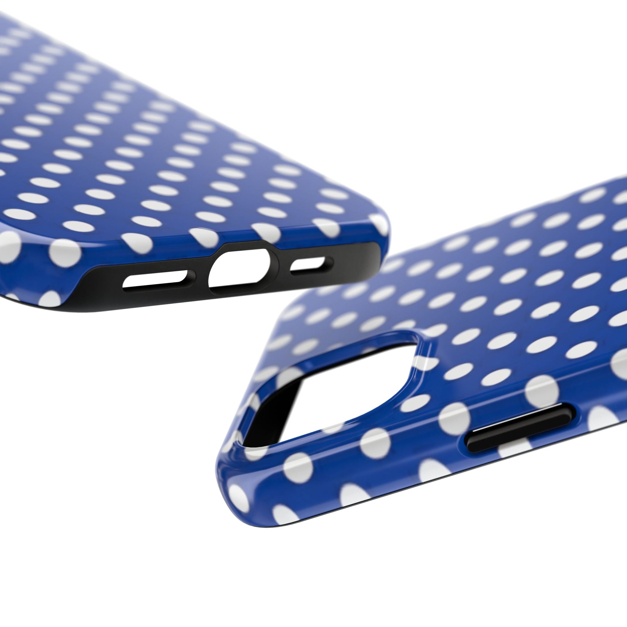Polka Dot Tough Phone Case — Navy Blue White Dot Protective Phone Cover