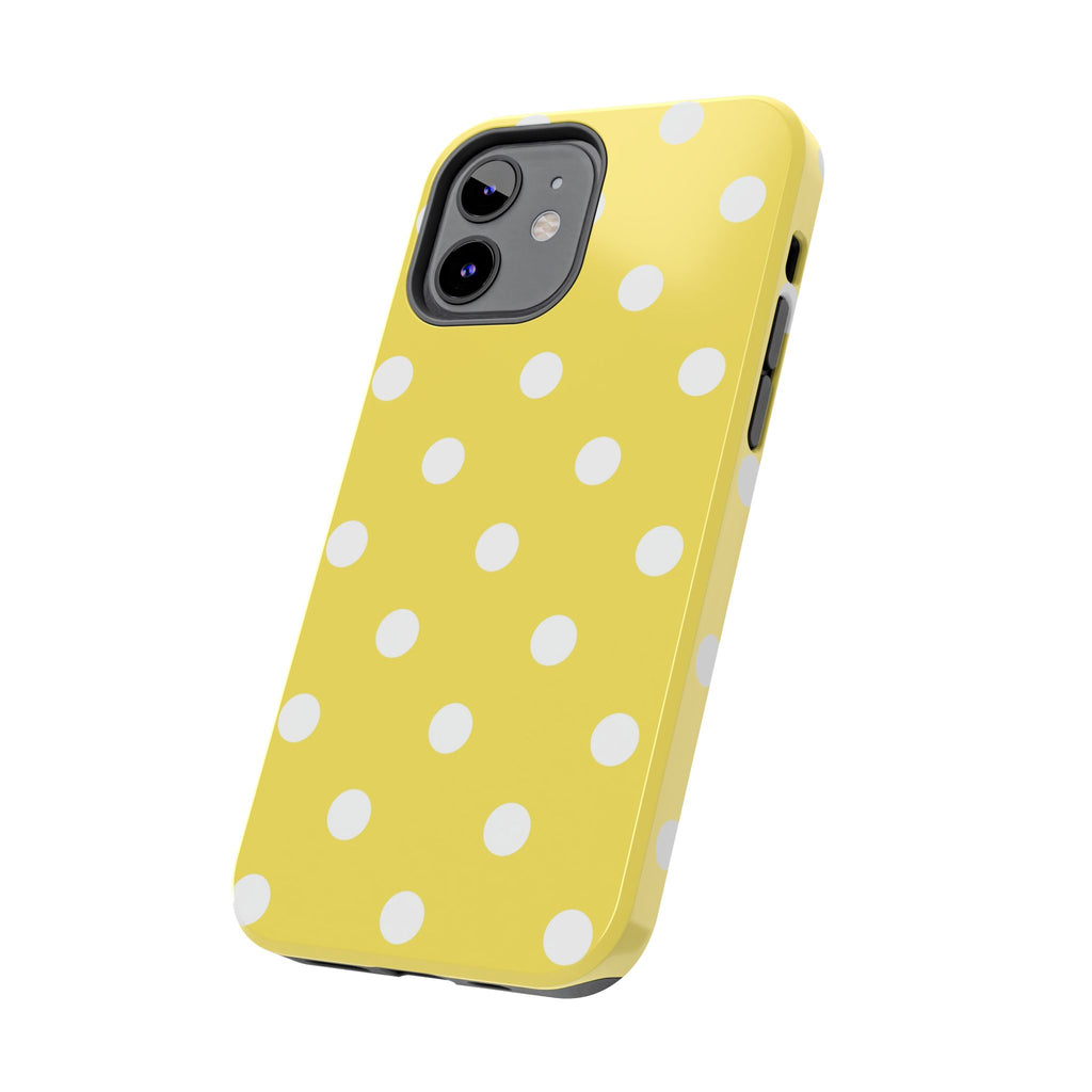 Yellow Polka Dot Tough Phone Case — Cute Protective Phone Cover