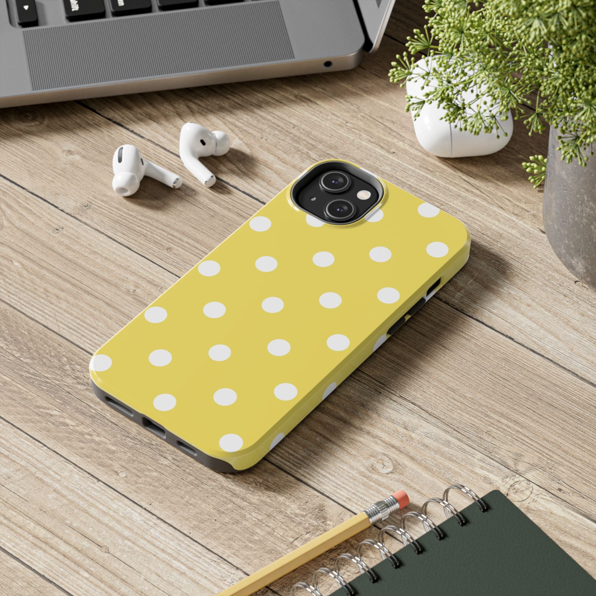 Yellow Polka Dot Tough Phone Case — Cute Protective Phone Cover