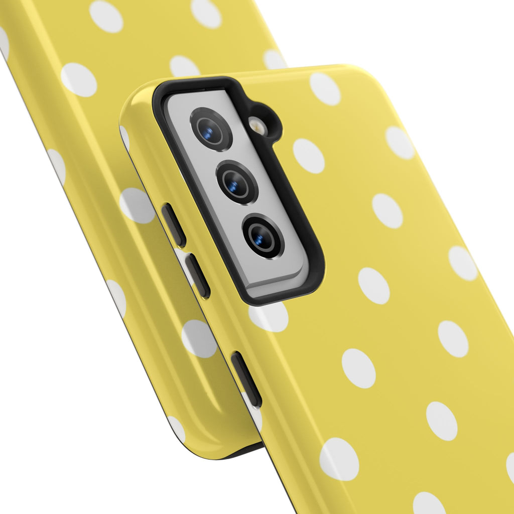 Yellow Polka Dot Tough Phone Case — Cute Protective Phone Cover