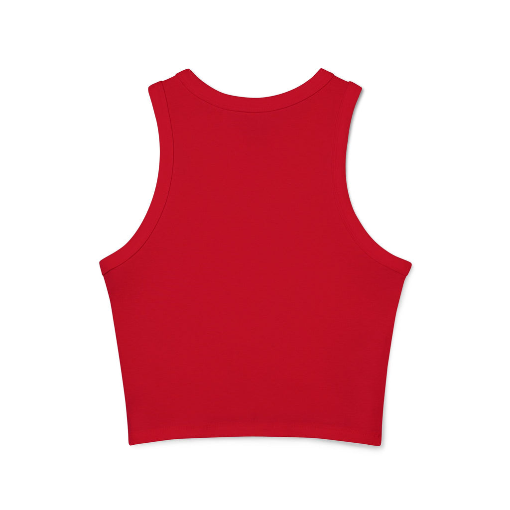 Women's Racer Tank — 'Love Yourself' Heart Micro Rib Crop Top