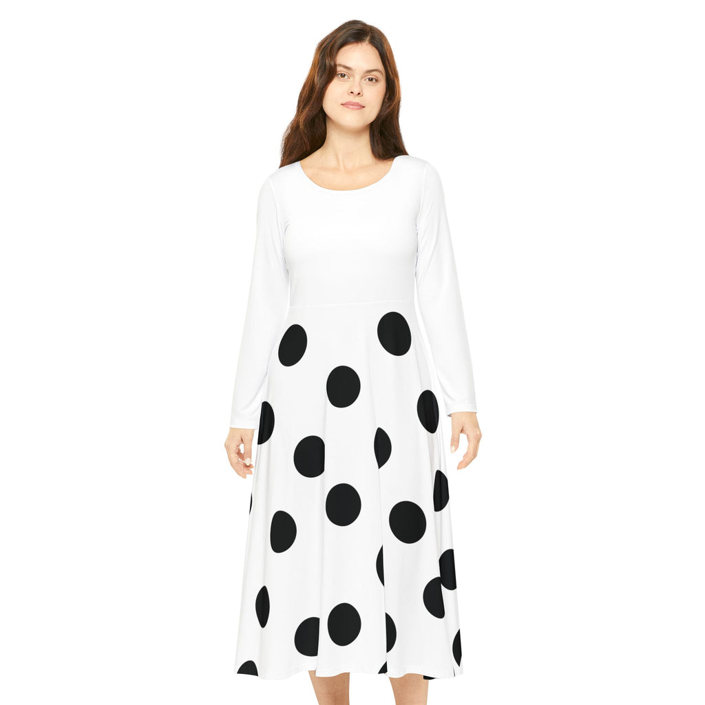 Polka Dot Swing Dress — Long Sleeve Dance Skater Dress