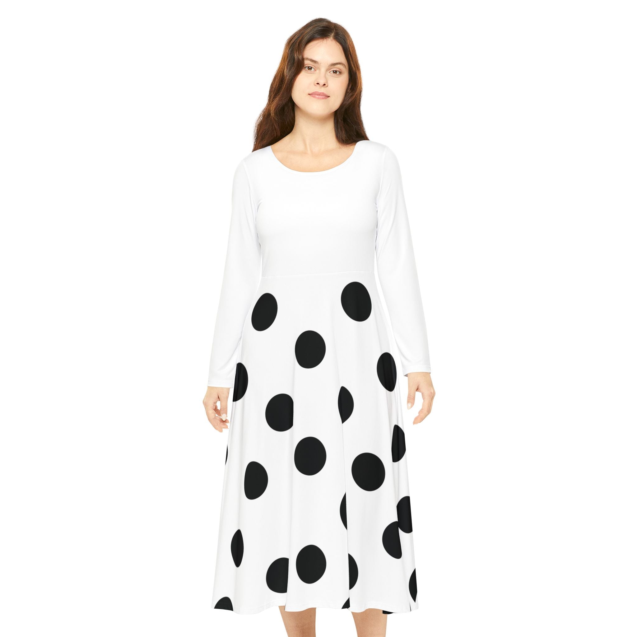 Polka Dot Swing Dress — Long Sleeve Dance Skater Dress