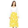 Polka Dot Swing Dress — Yellow White Long Sleeve Dance Dress