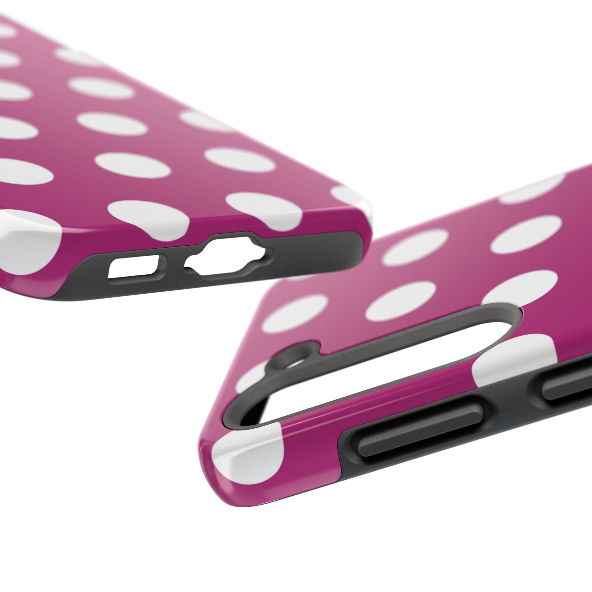 Magenta Polka Dot Tough Phone Case — Durable Protective Cover with White Dots